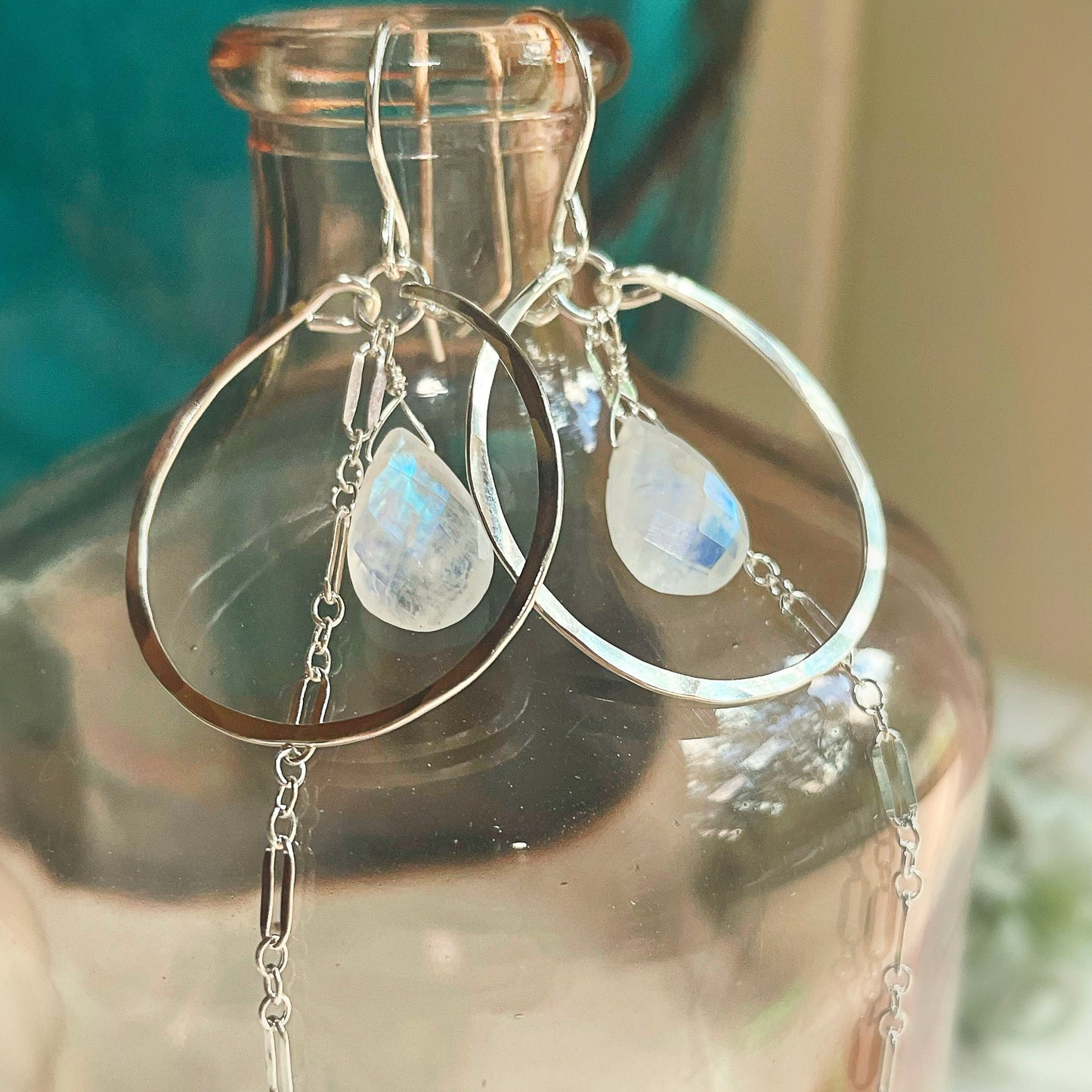 Rainbow Moonstone Mini Hoops