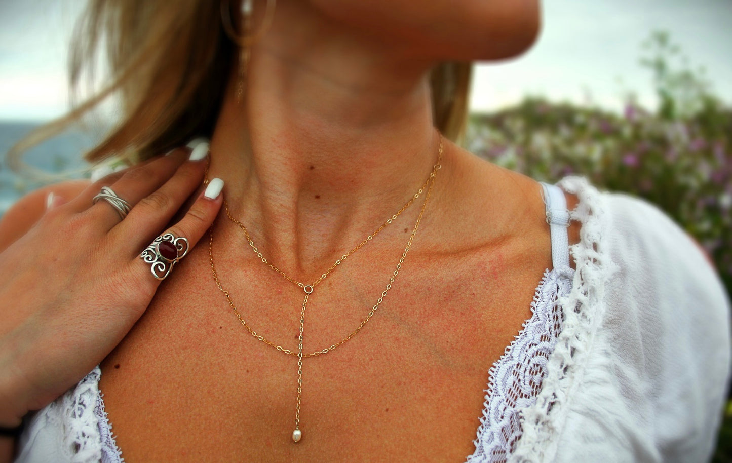 Keishi Layered Drop Necklace