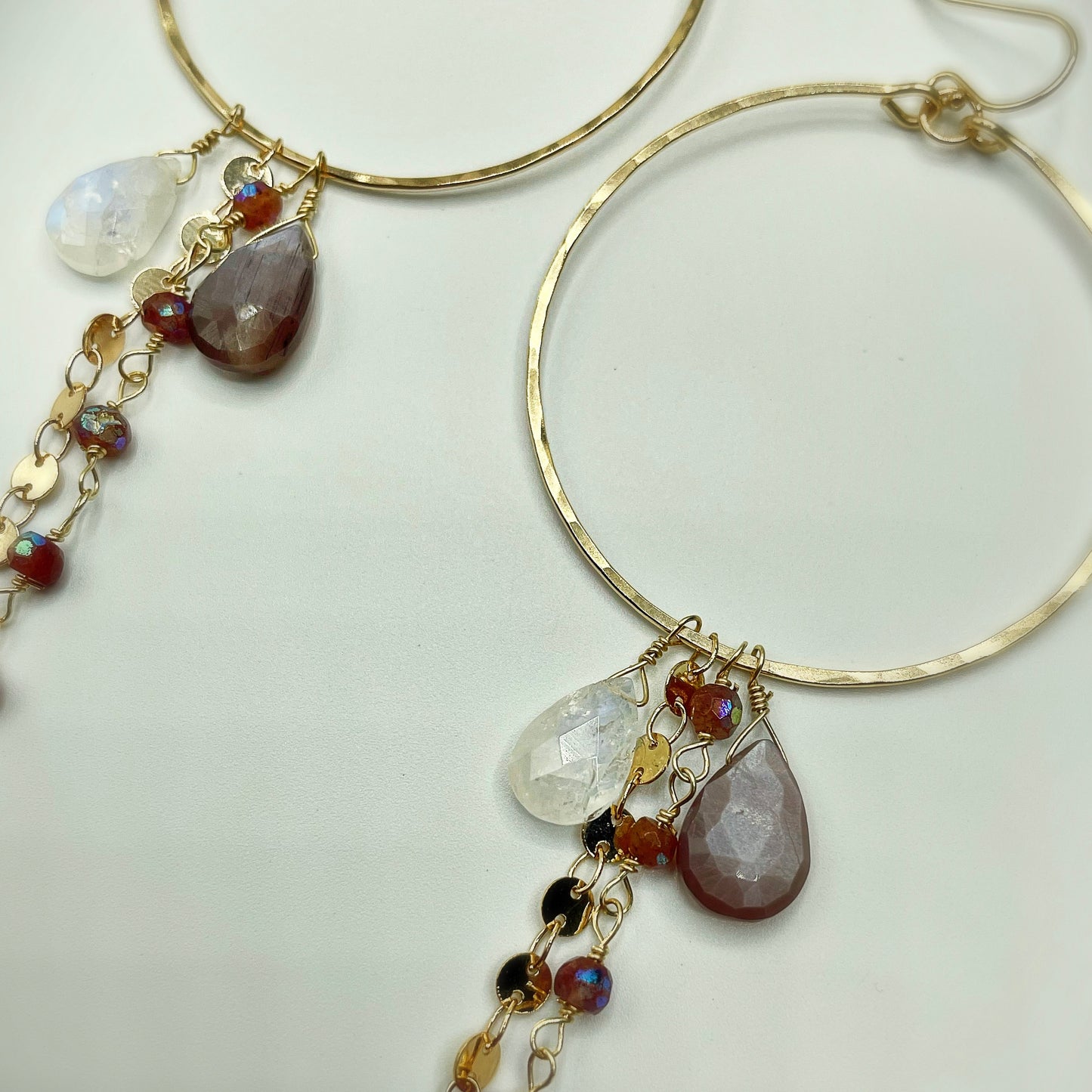 Magical Moonstone Hoops - Blue Sky Feathers