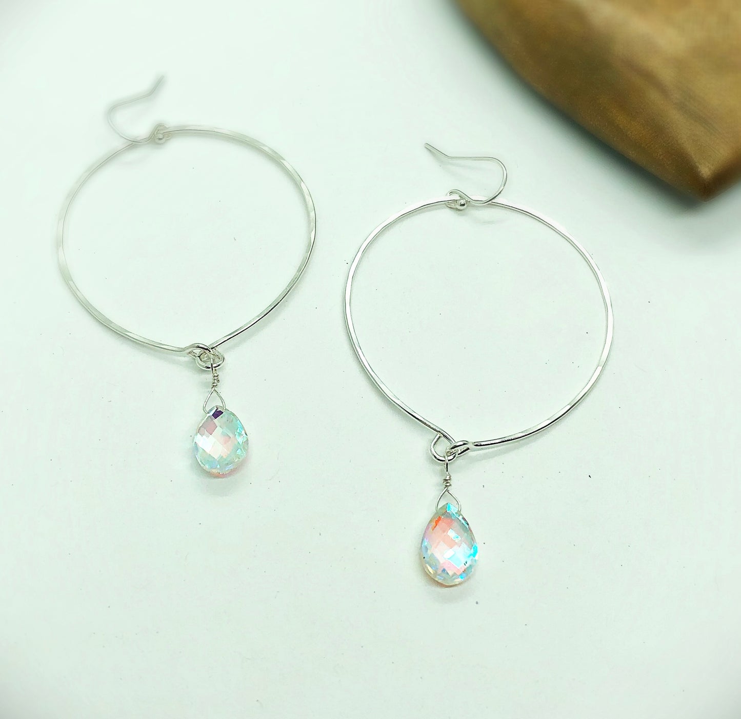 Sparkle Upside Down Hoops - Blue Sky Feathers