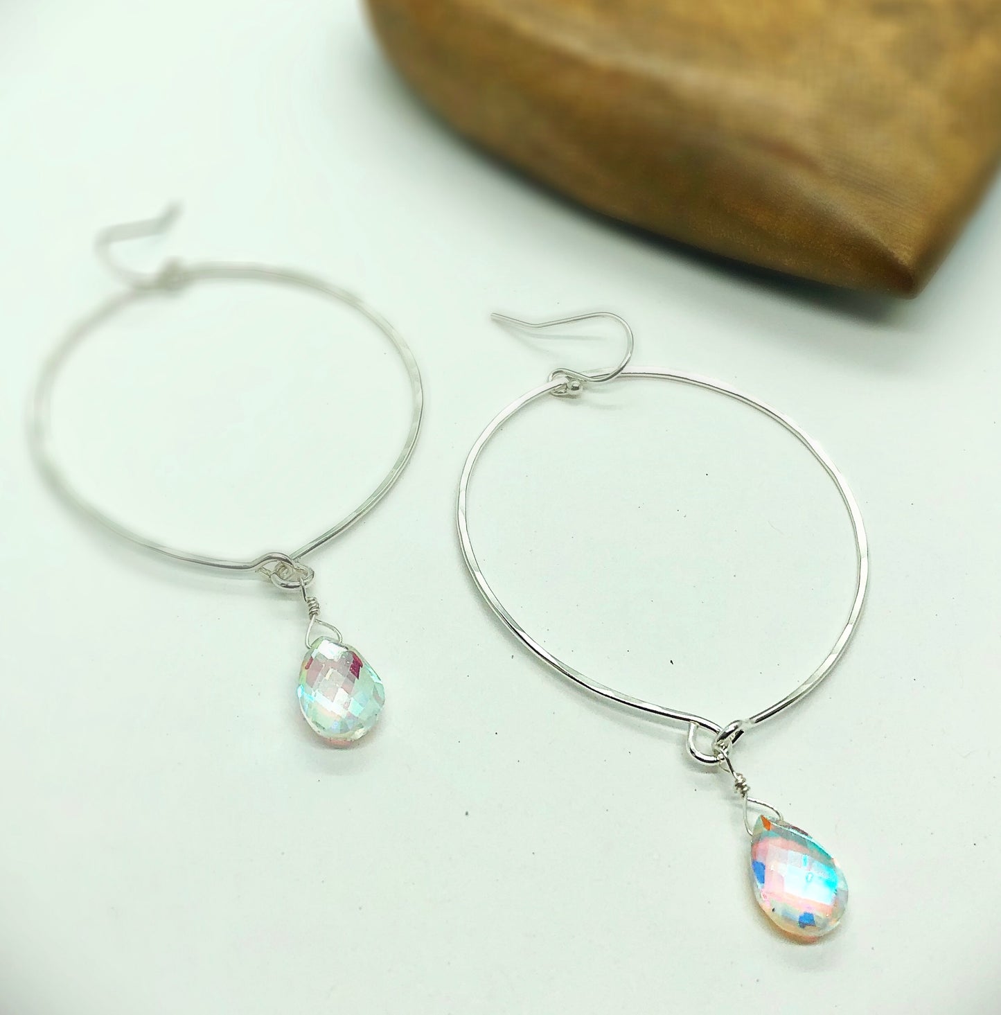 Sparkle Upside Down Hoops - Blue Sky Feathers