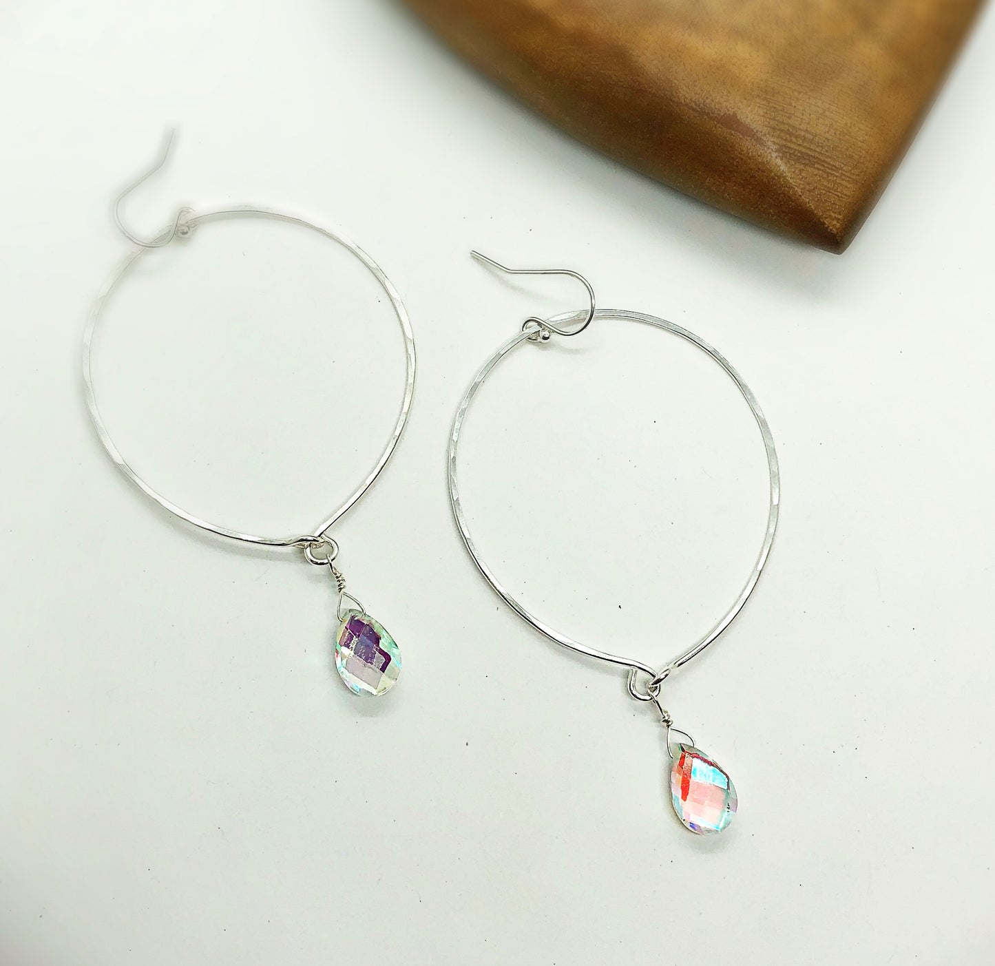 Sparkle Upside Down Hoops - Blue Sky Feathers