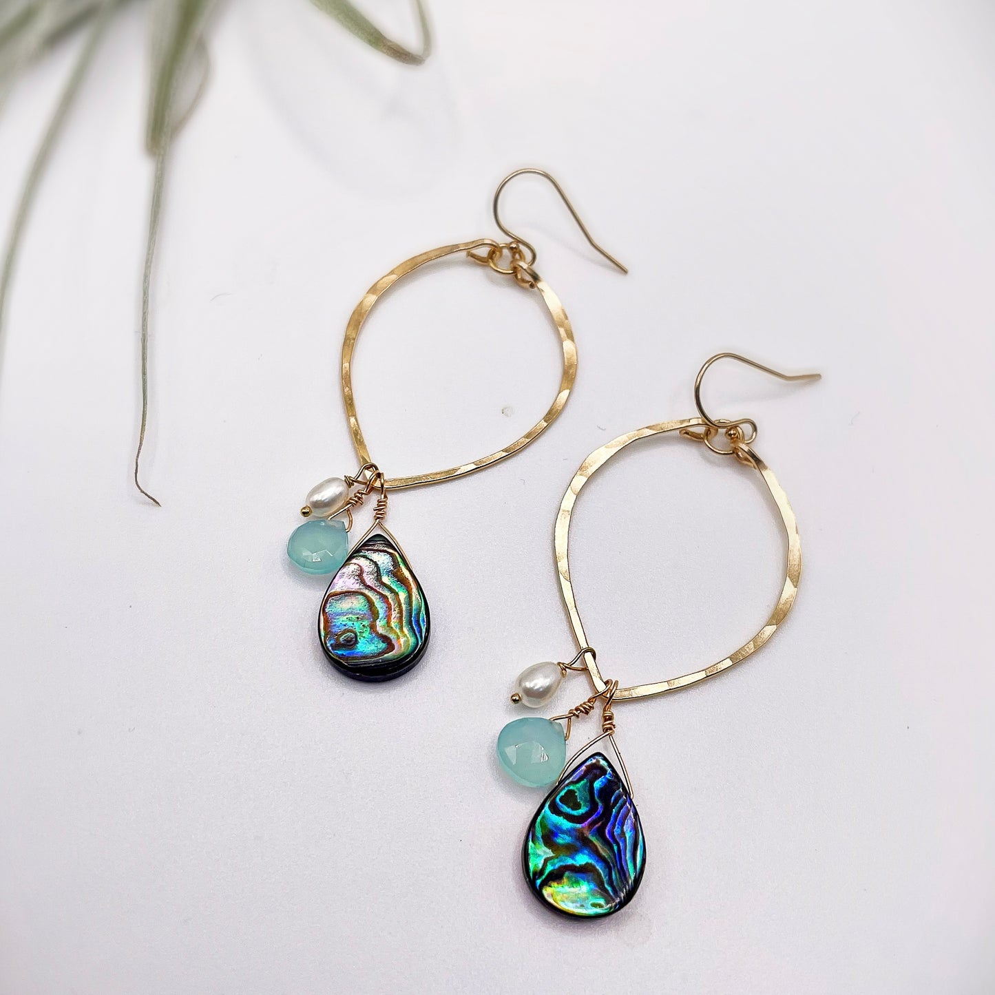 Beach Babe Leaf Hoops - Blue Sky Feathers