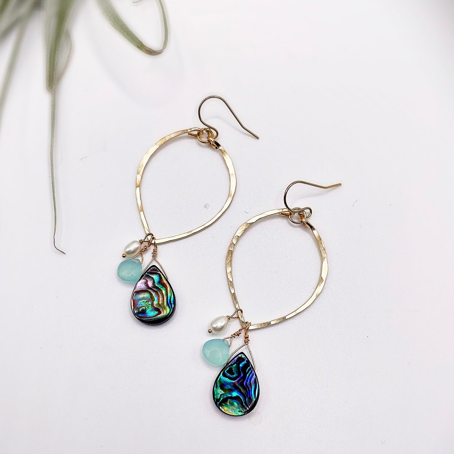 Beach Babe Leaf Hoops - Blue Sky Feathers