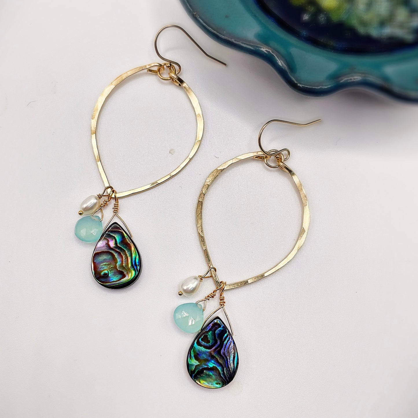 Beach Babe Leaf Hoops - Blue Sky Feathers