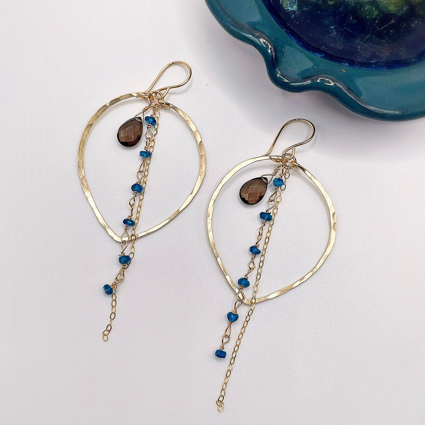 Fallen Leaf Chain Hoops - Blue Sky Feathers