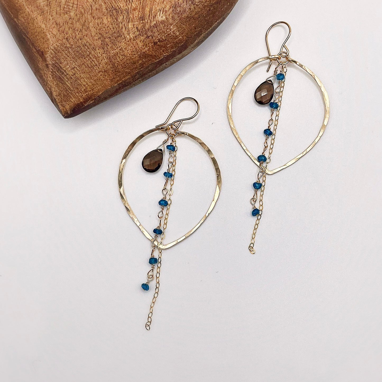 Fallen Leaf Chain Hoops - Blue Sky Feathers