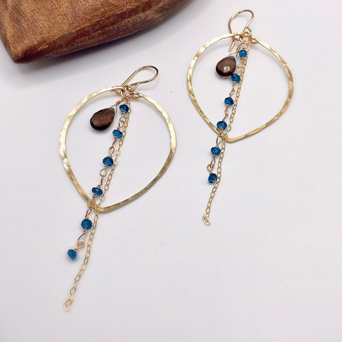 Fallen Leaf Chain Hoops - Blue Sky Feathers