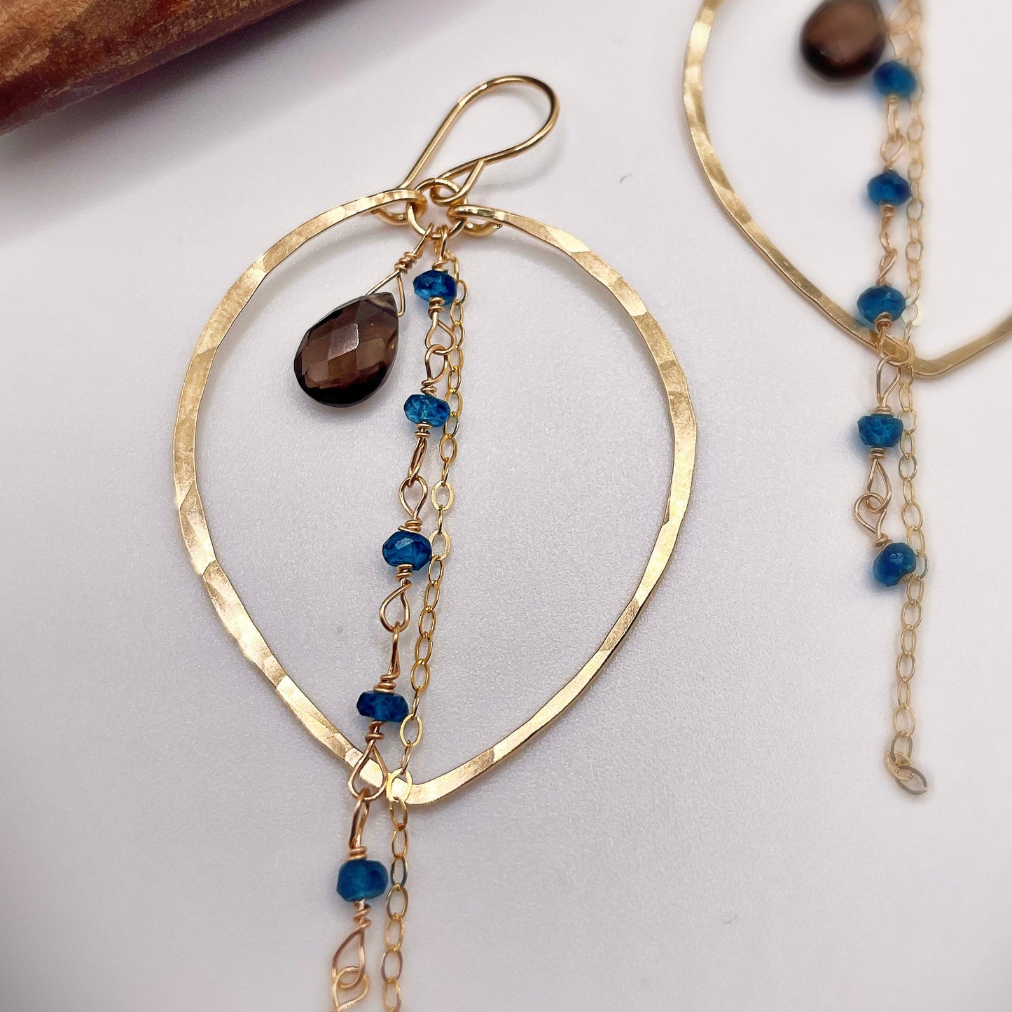 Fallen Leaf Chain Hoops - Blue Sky Feathers