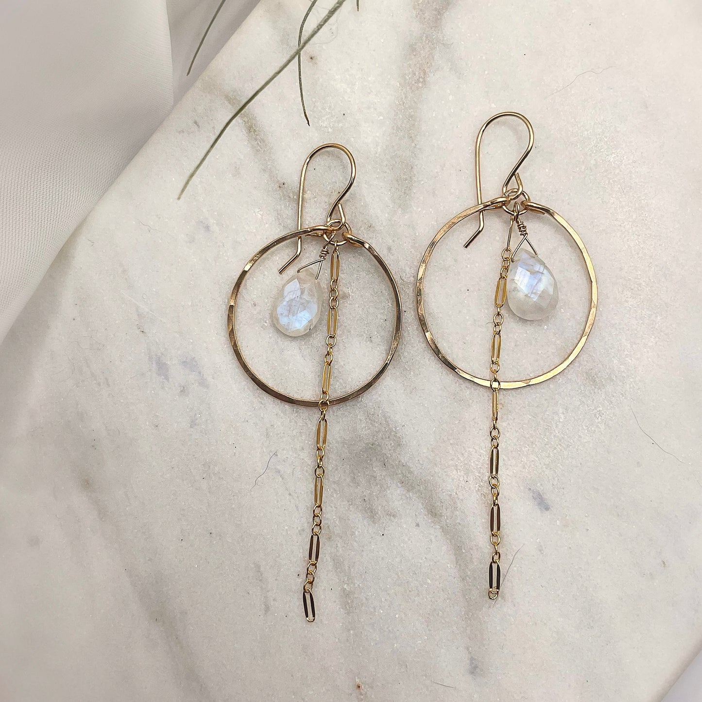 Rainbow Moonstone Mini Hoops