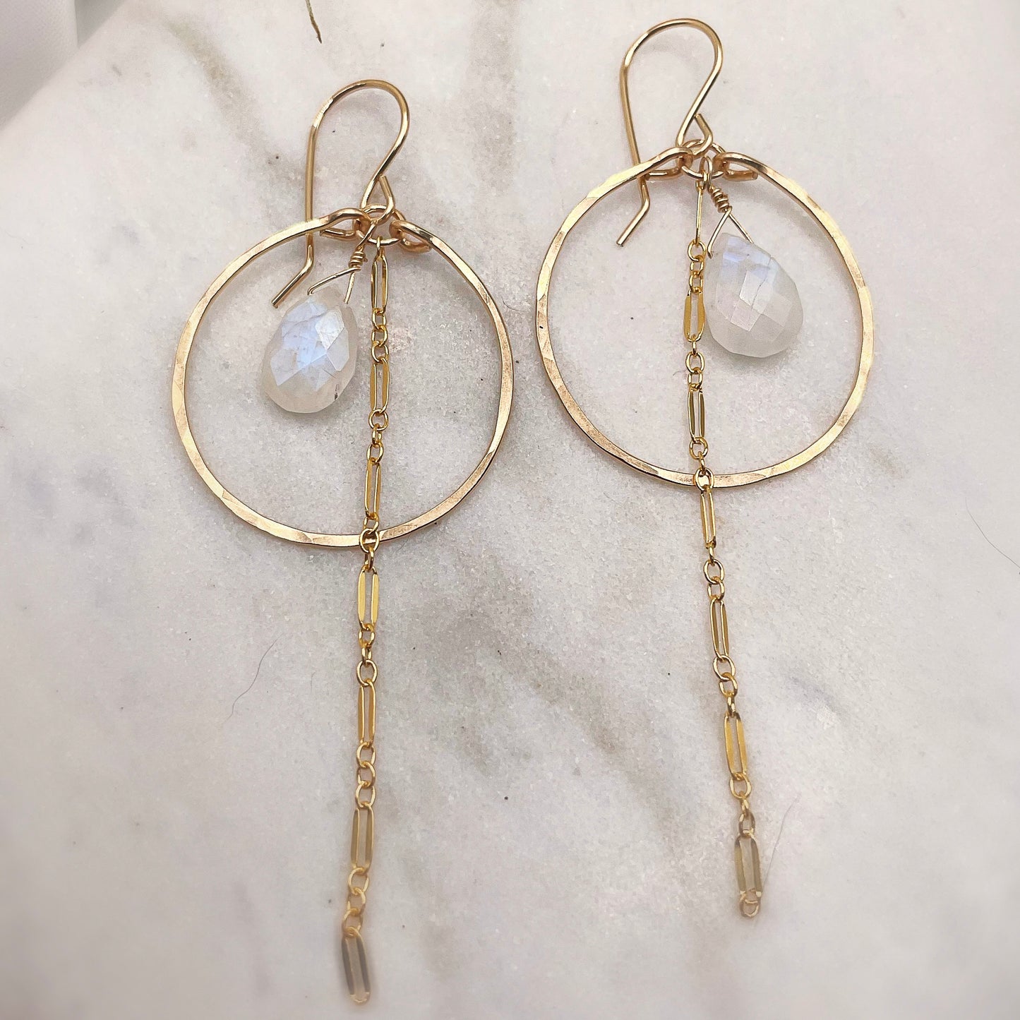 Rainbow Moonstone Mini Hoops