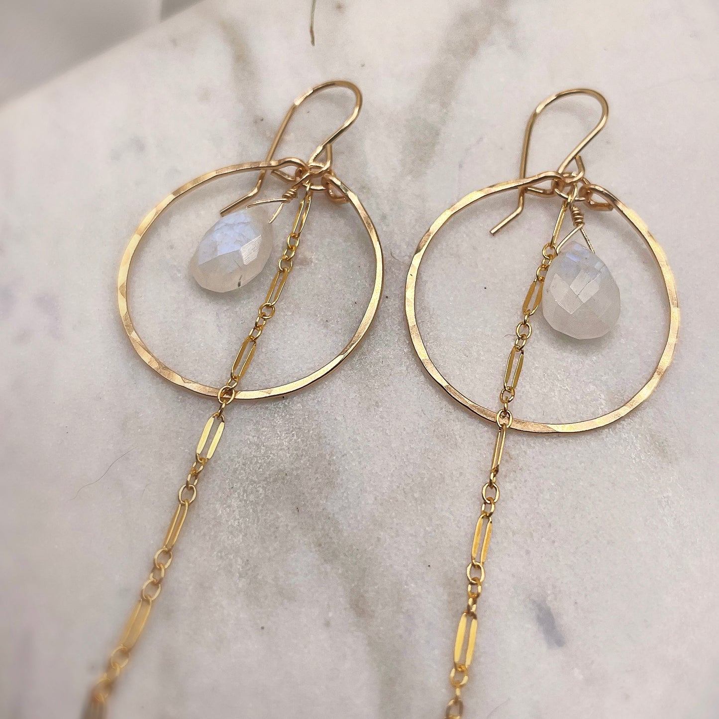 Rainbow Moonstone Mini Hoops