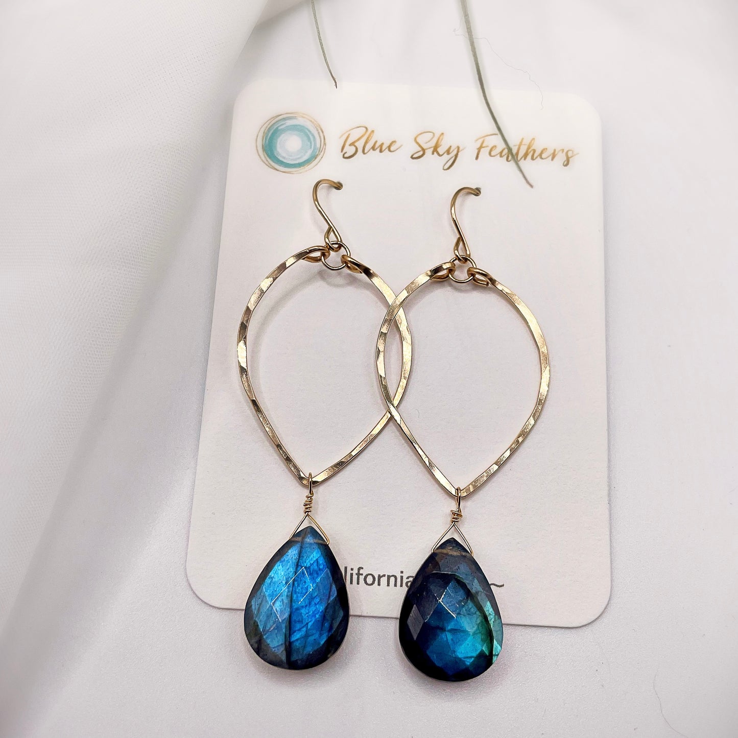 Labradorite Leaf Hoops