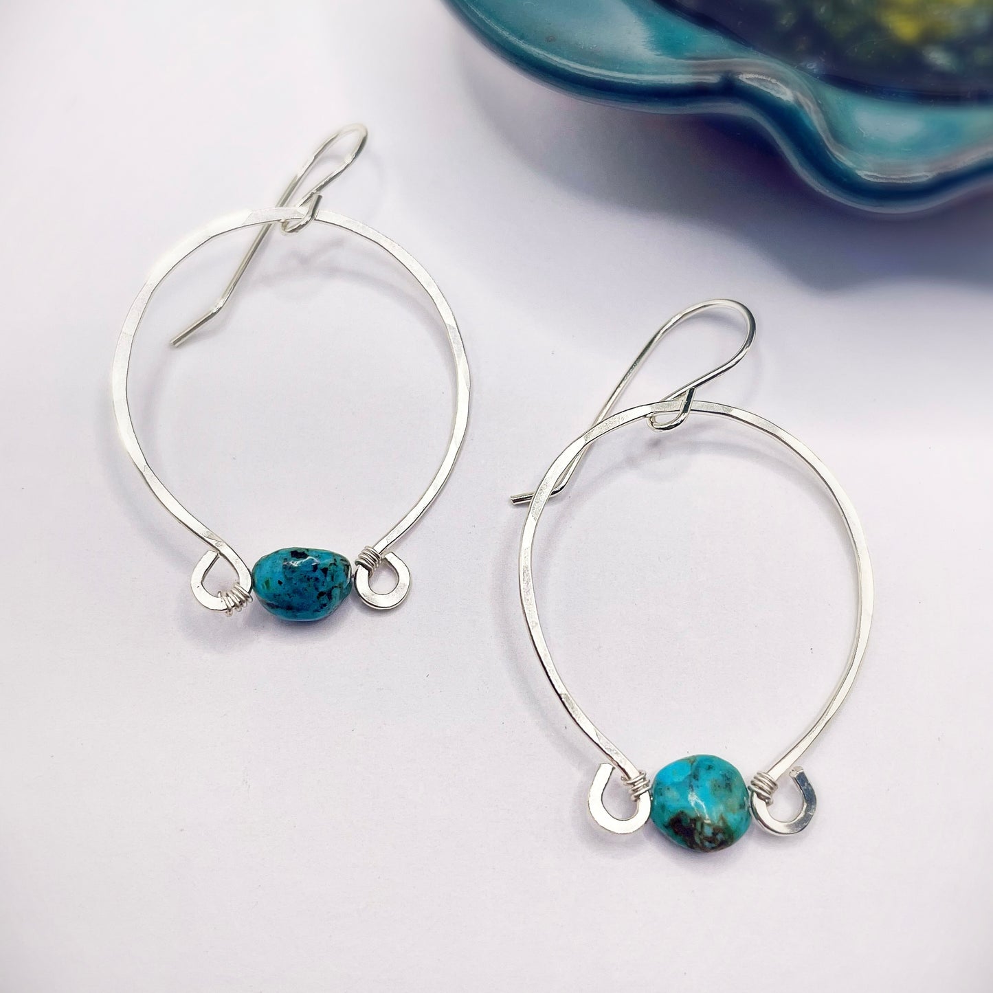 Turquoise Upside Down Hoops