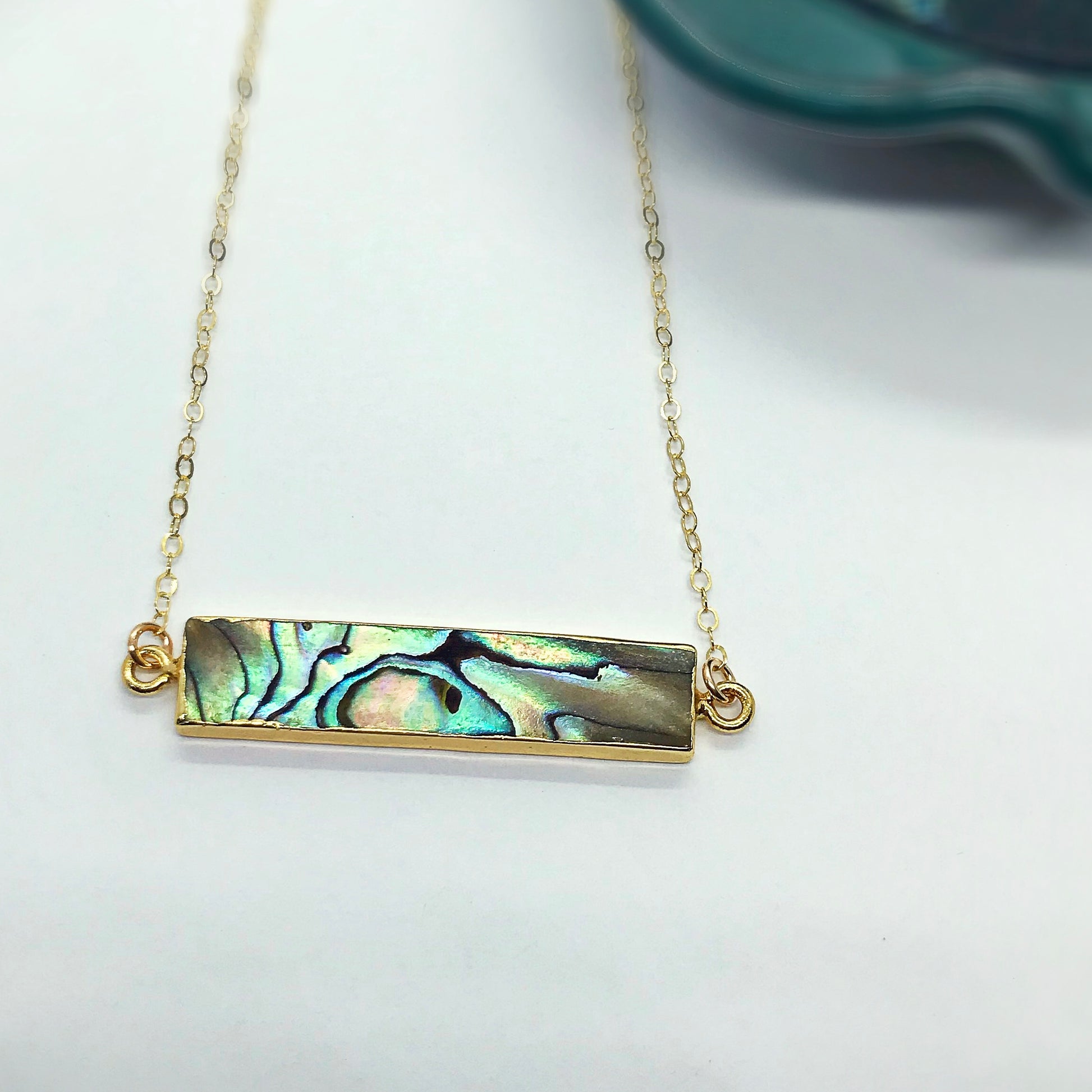 Abalone Bar Necklace - Blue Sky Feathers