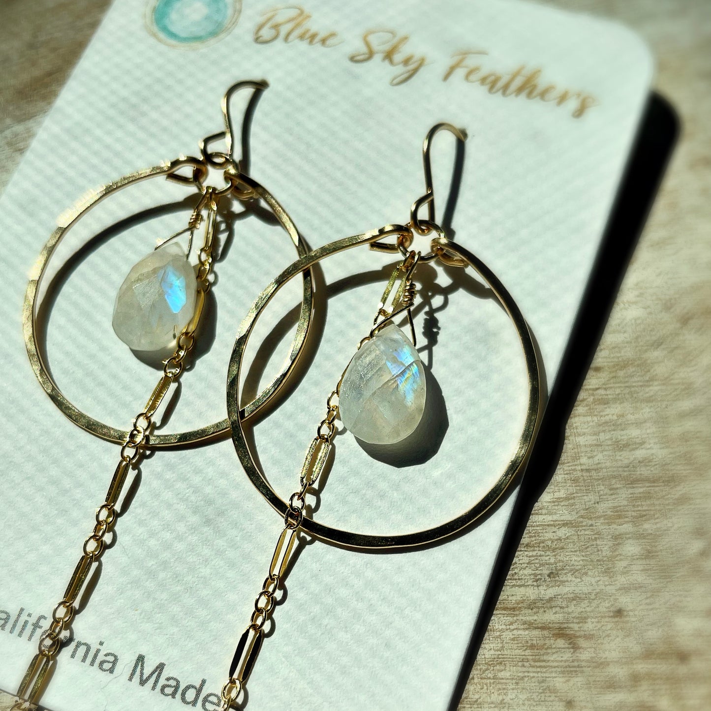 Rainbow Moonstone Mini Hoops