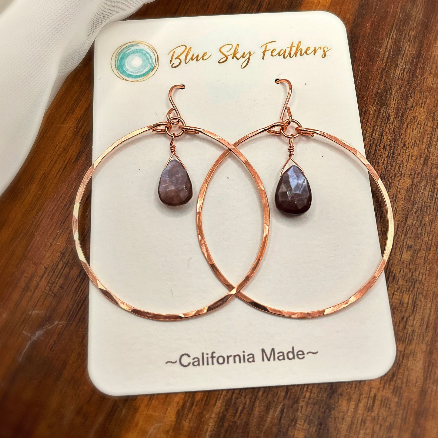Chocolate Moonstone Hoops