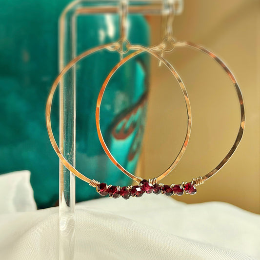 Red Garnet Hoops