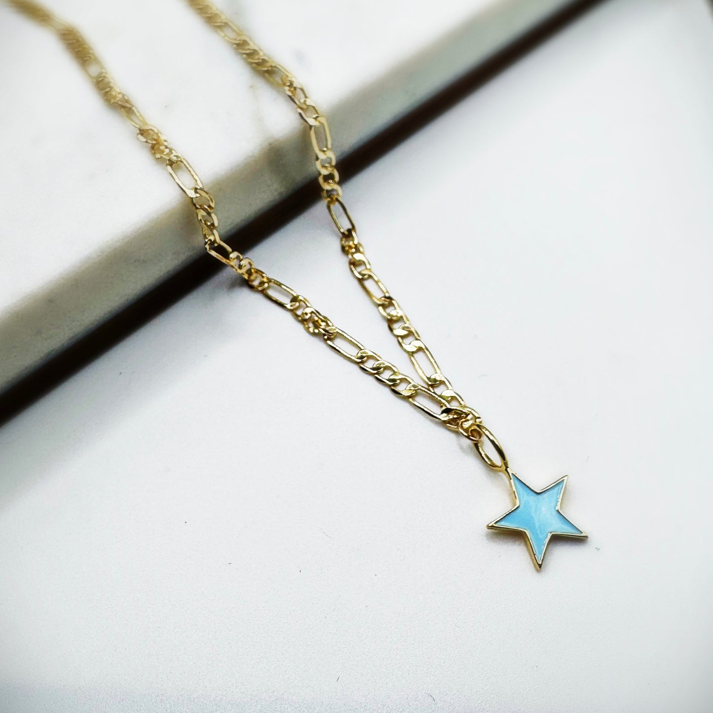 Blue Star Charm Chunky Necklace