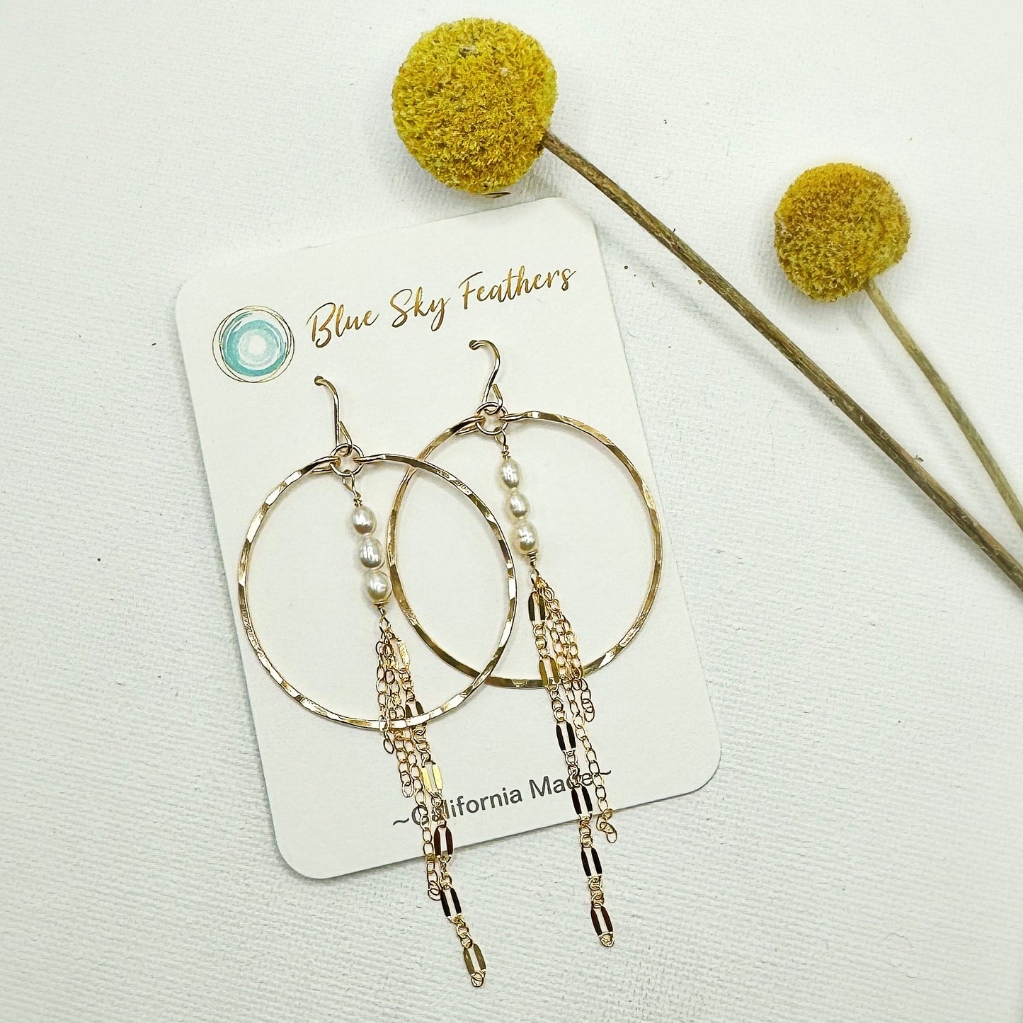 Keishi Pearl Chain Hoops