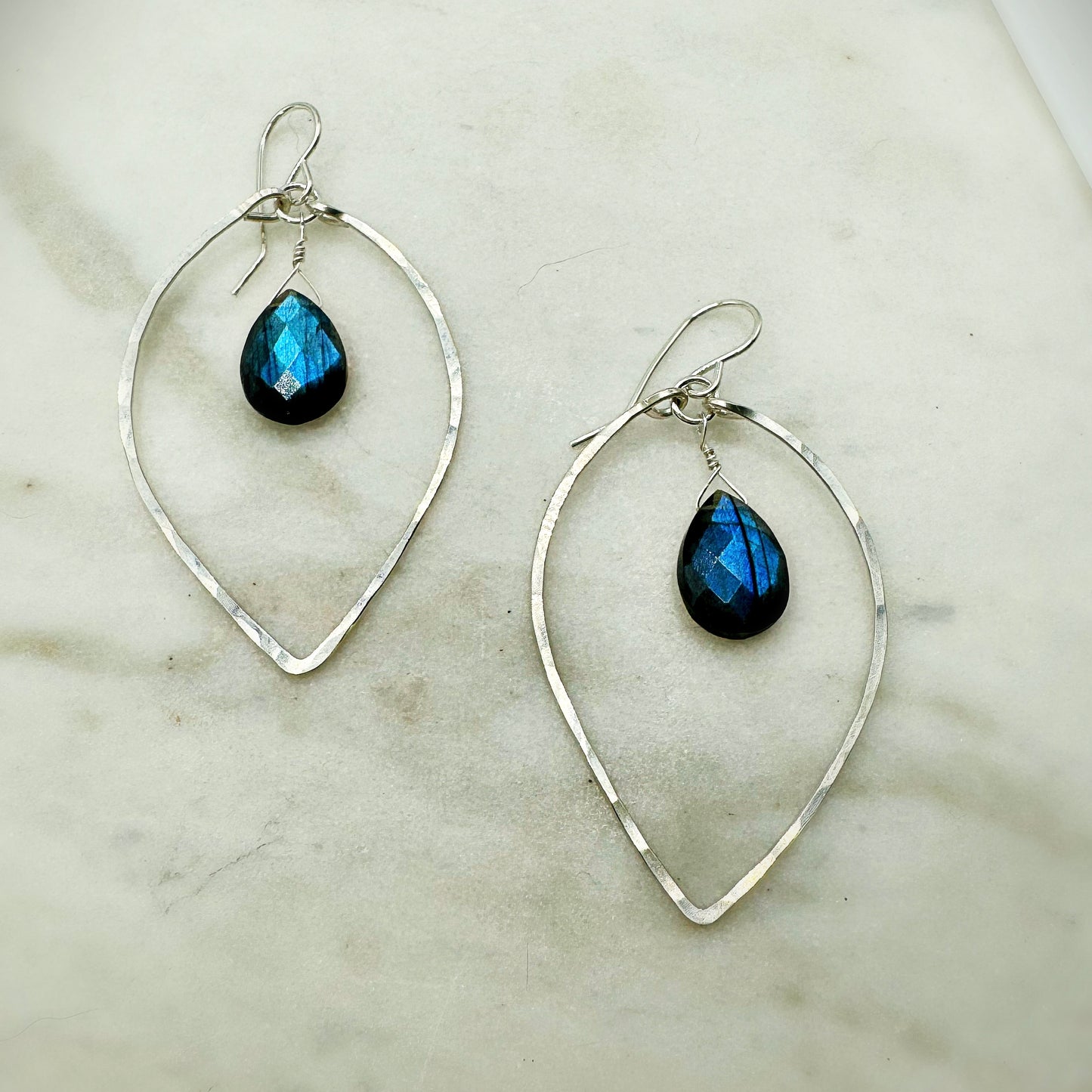 Labradorite Lotus Hoops