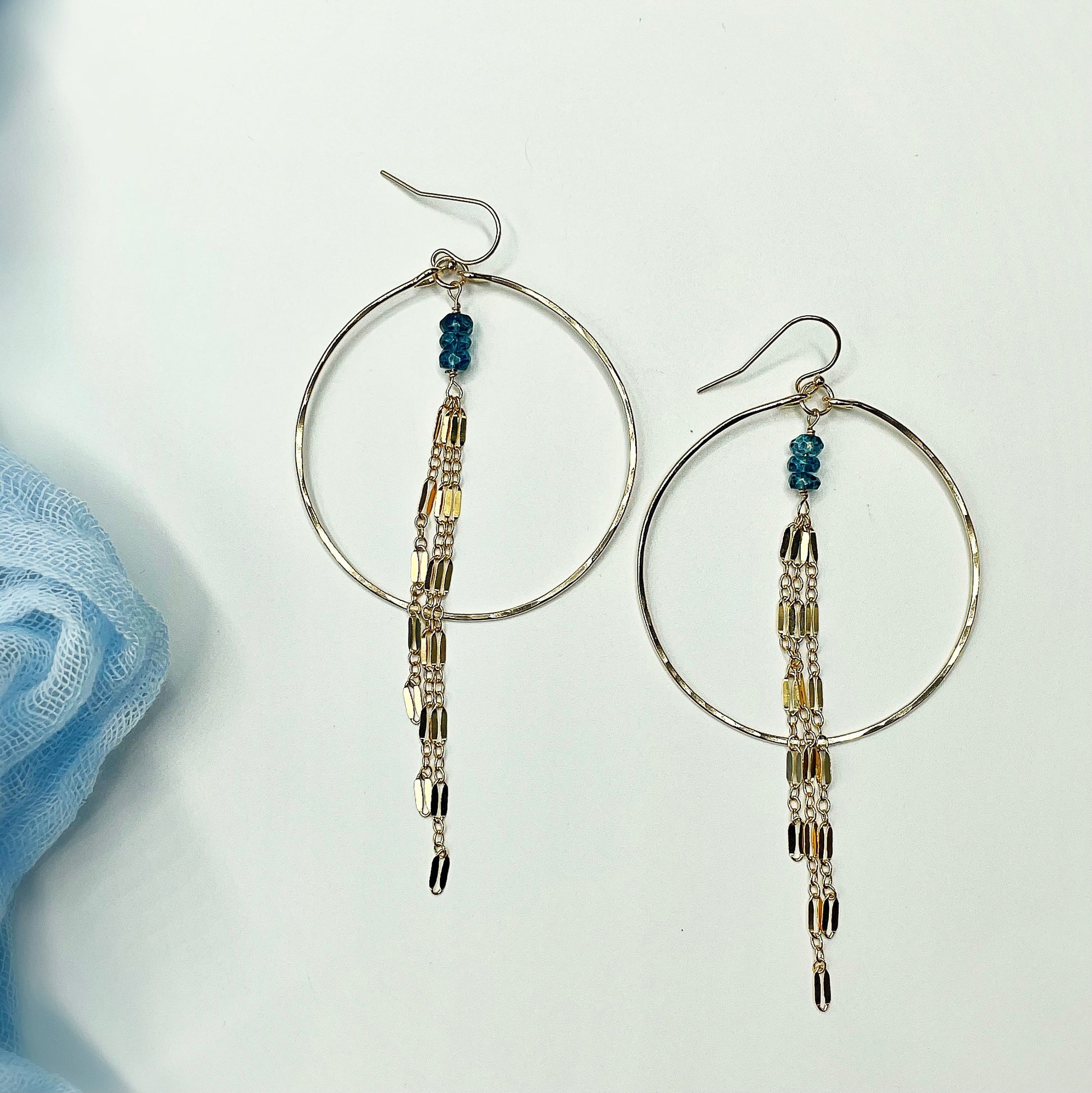 Sunrise Topaz Hoops - Blue Sky Feathers