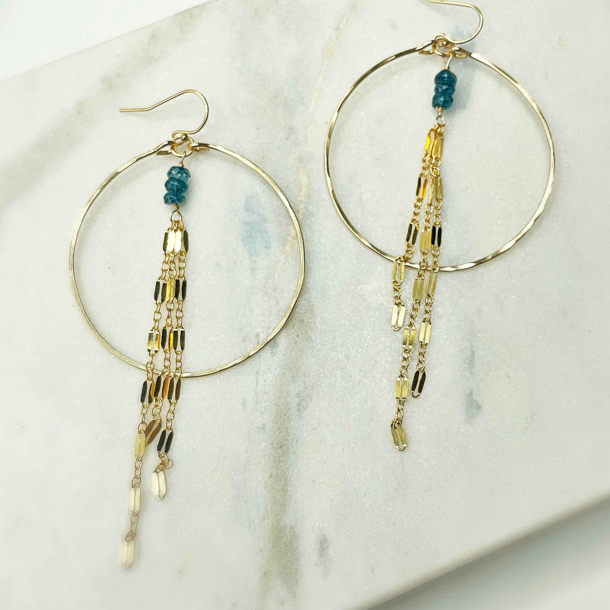 Sunrise Topaz Hoops - Blue Sky Feathers