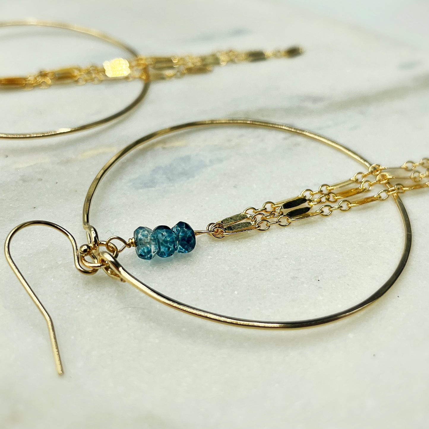 Sunrise Topaz Hoops - Blue Sky Feathers