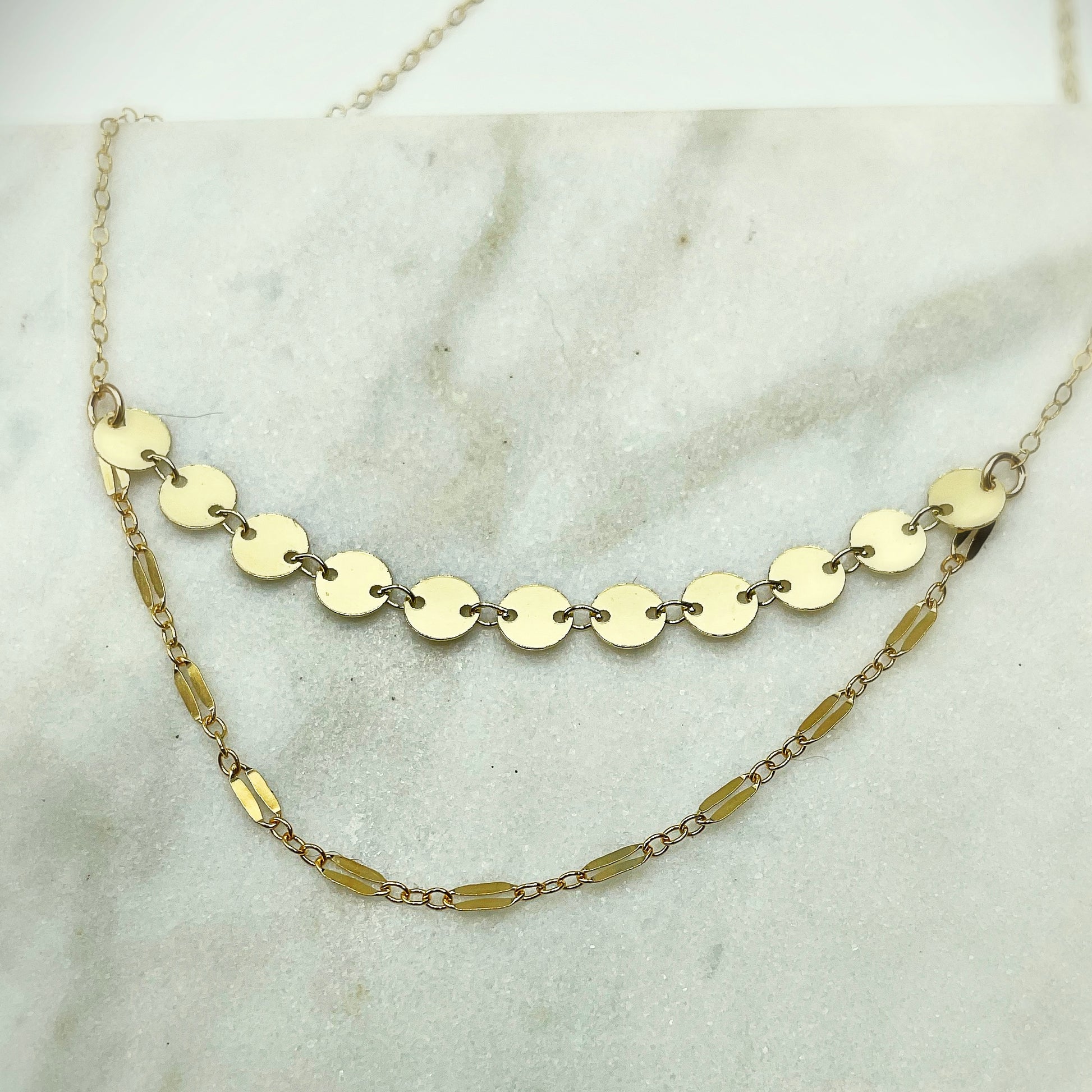 Shimmer Coin Double Choker/Necklace - Blue Sky Feathers