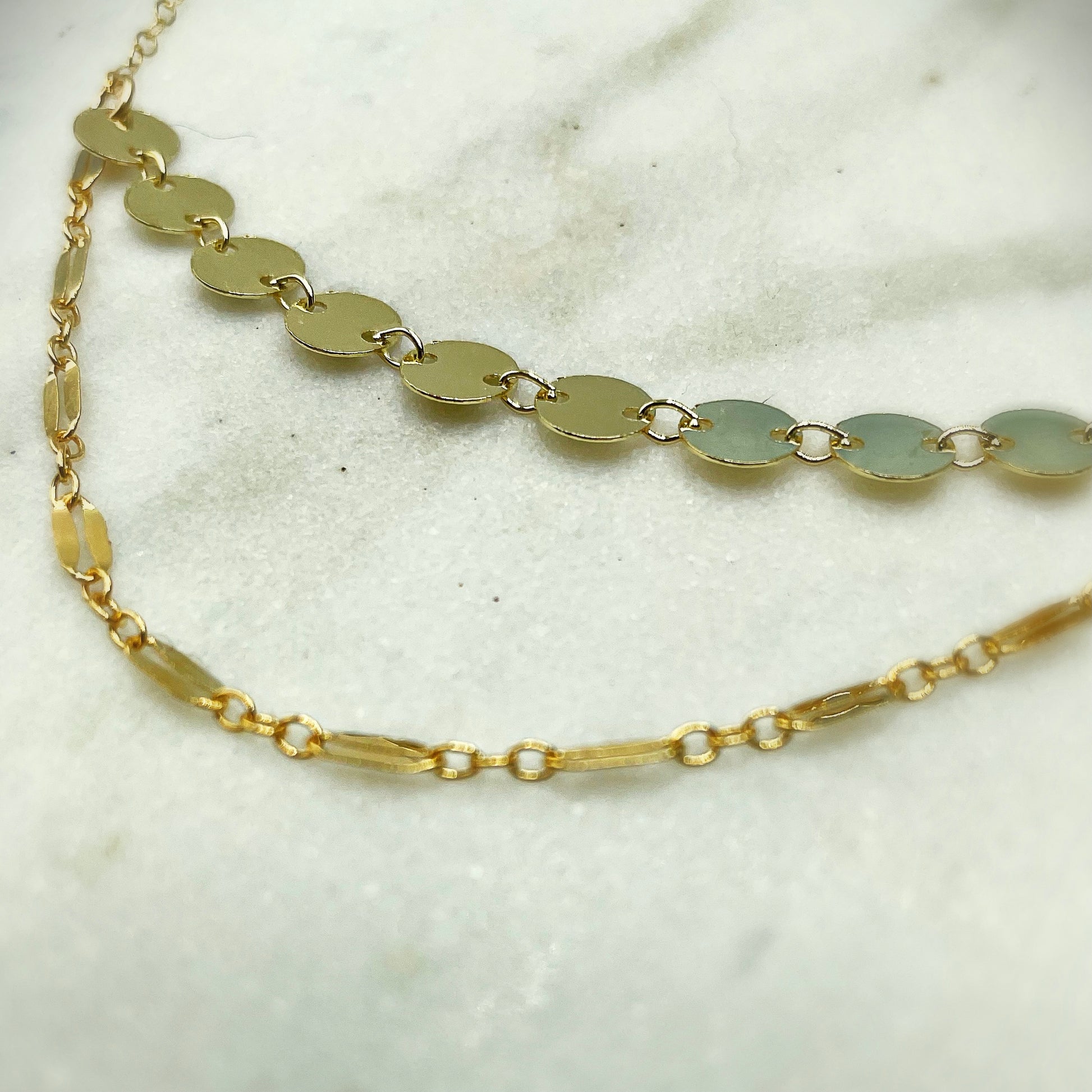 Shimmer Coin Double Choker/Necklace - Blue Sky Feathers