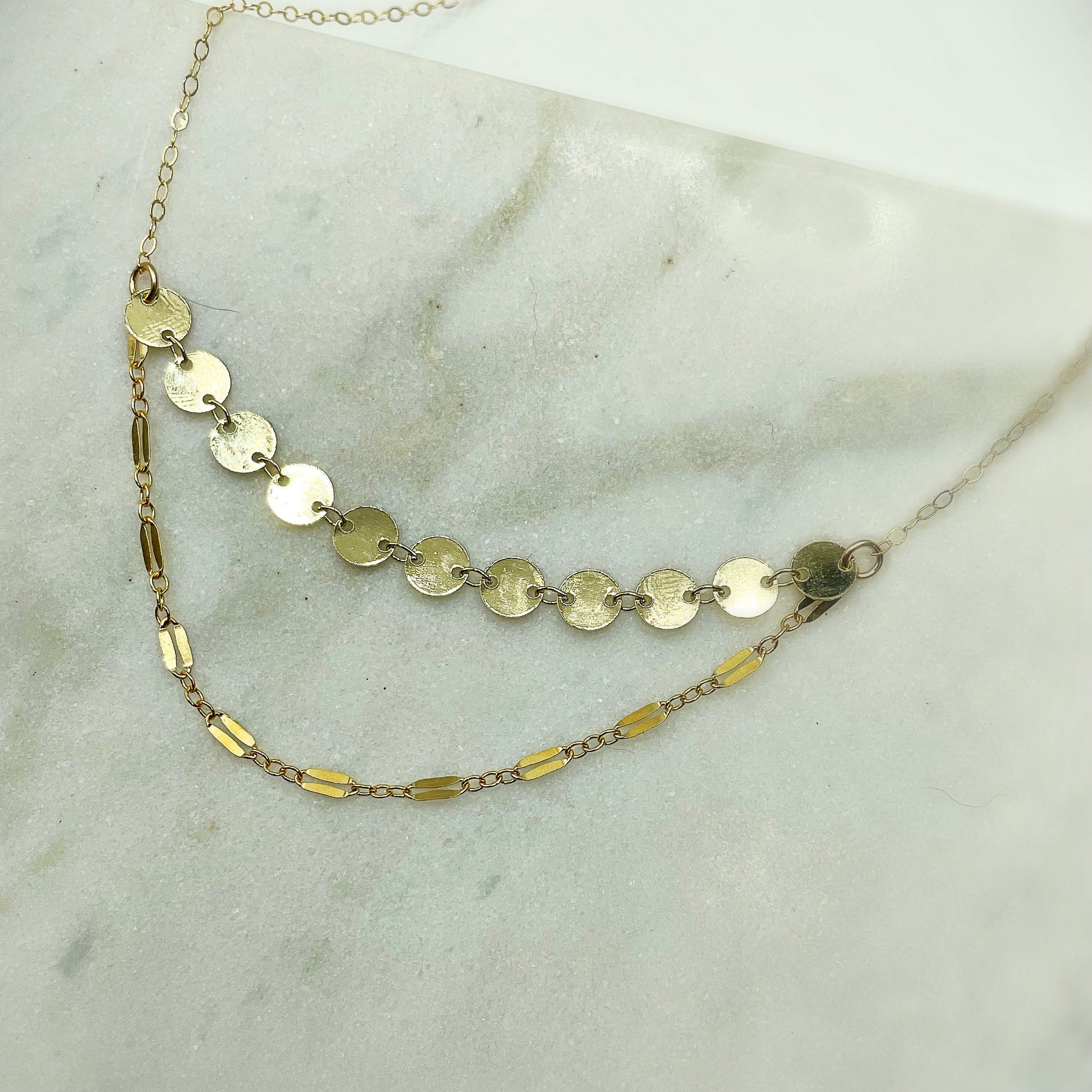 Shimmer Coin Double Choker/Necklace - Blue Sky Feathers
