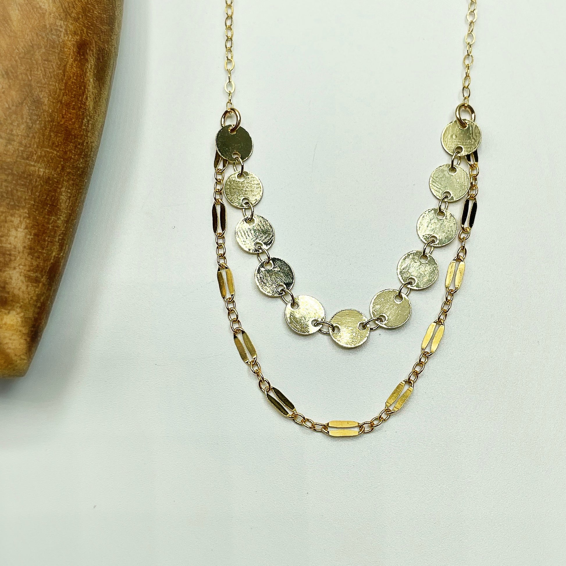 Shimmer Coin Double Choker/Necklace - Blue Sky Feathers