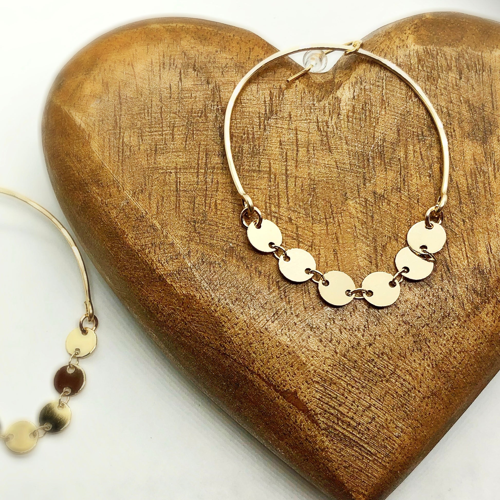 Shimmer Coin Hoops - Blue Sky Feathers