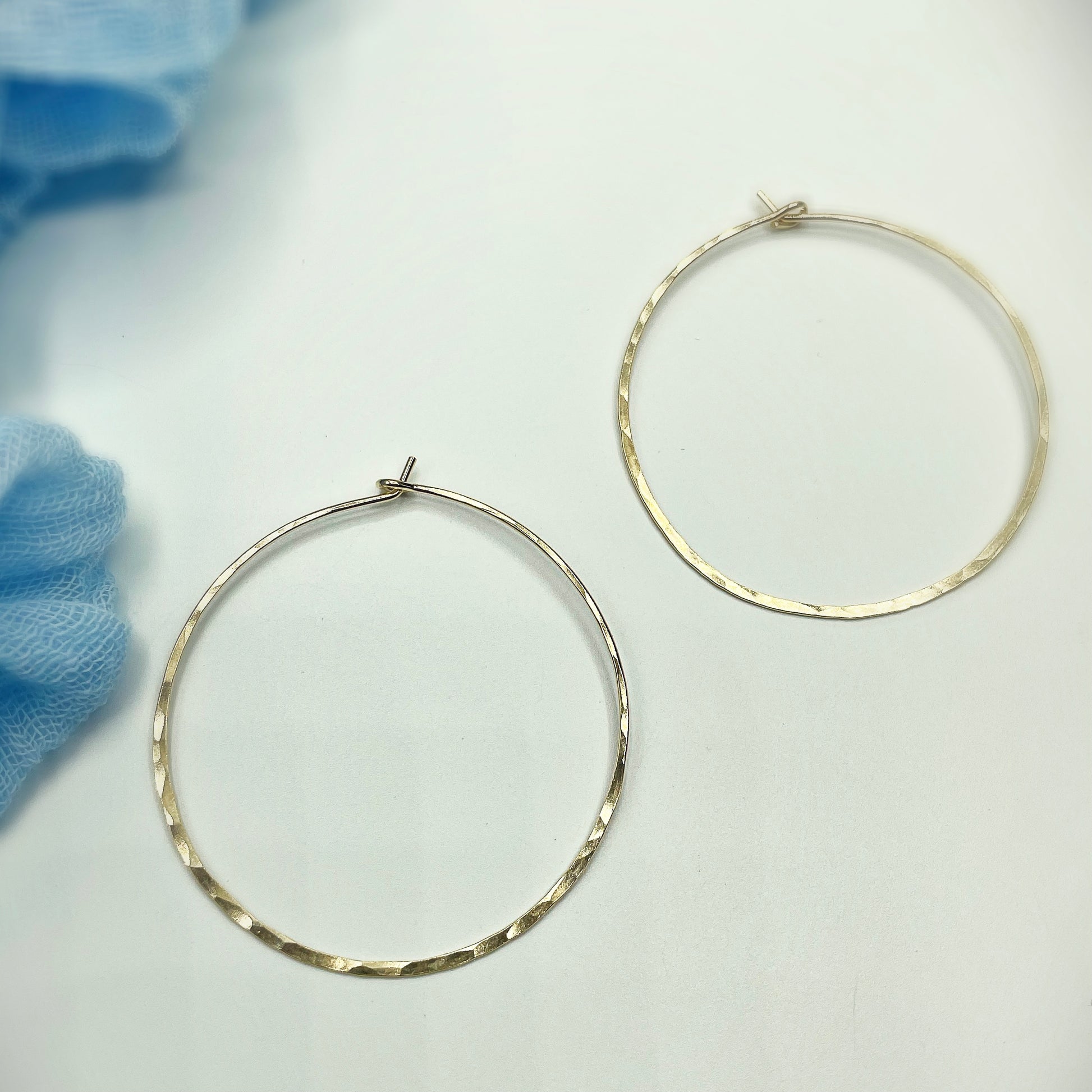 Classic 2" Hoop Earrings - Blue Sky Feathers