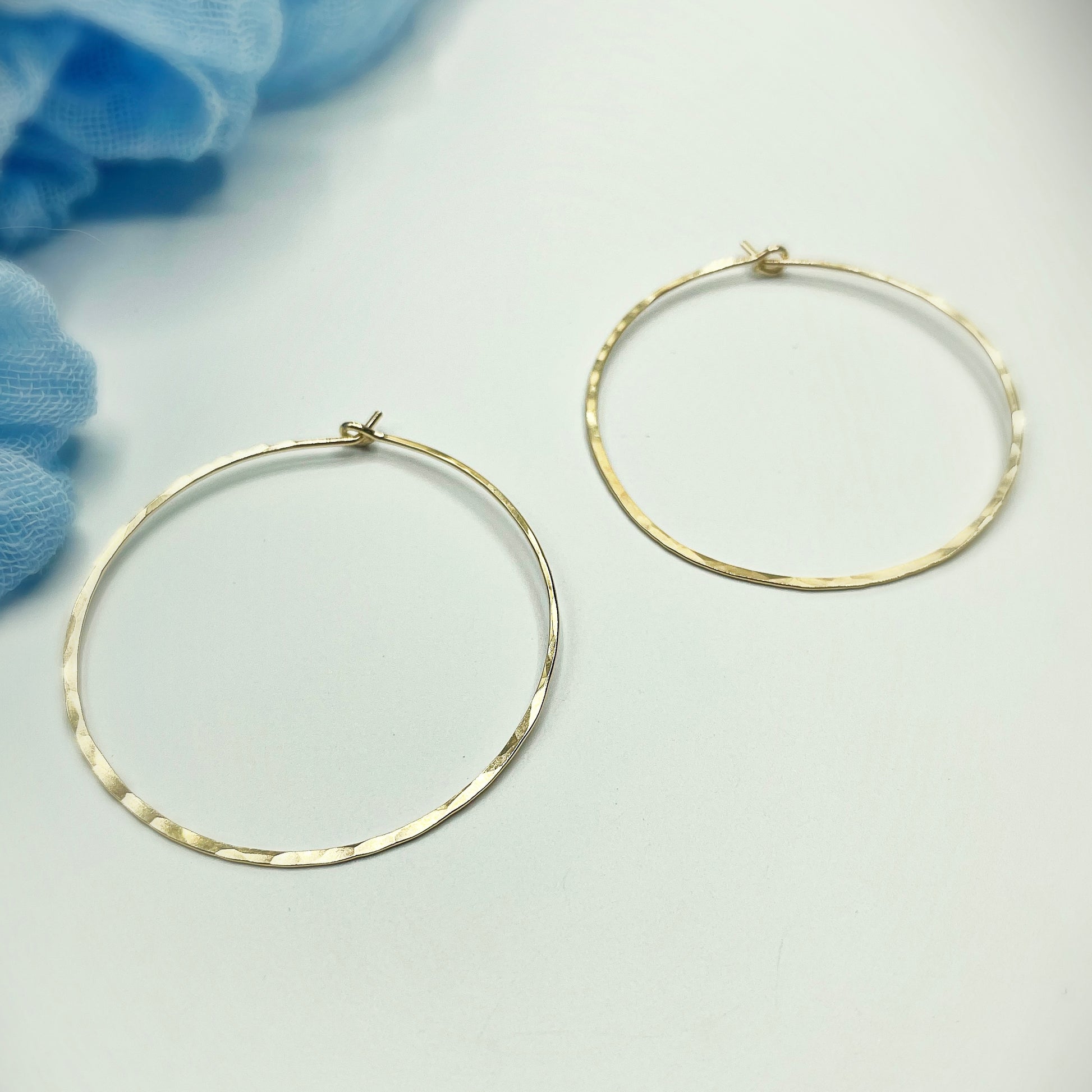 Classic 2" Hoop Earrings - Blue Sky Feathers