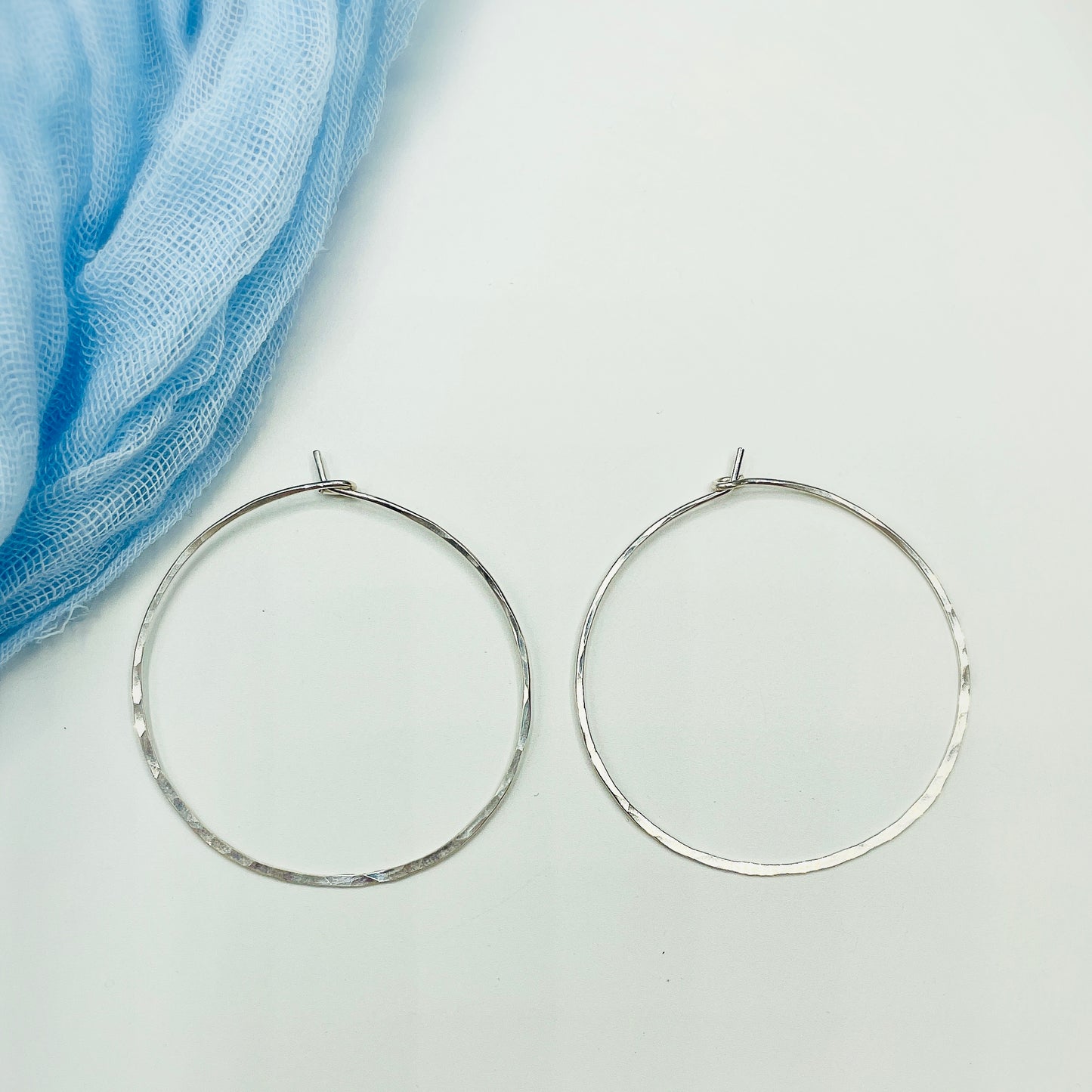 Classic 2" Hoop Earrings - Blue Sky Feathers
