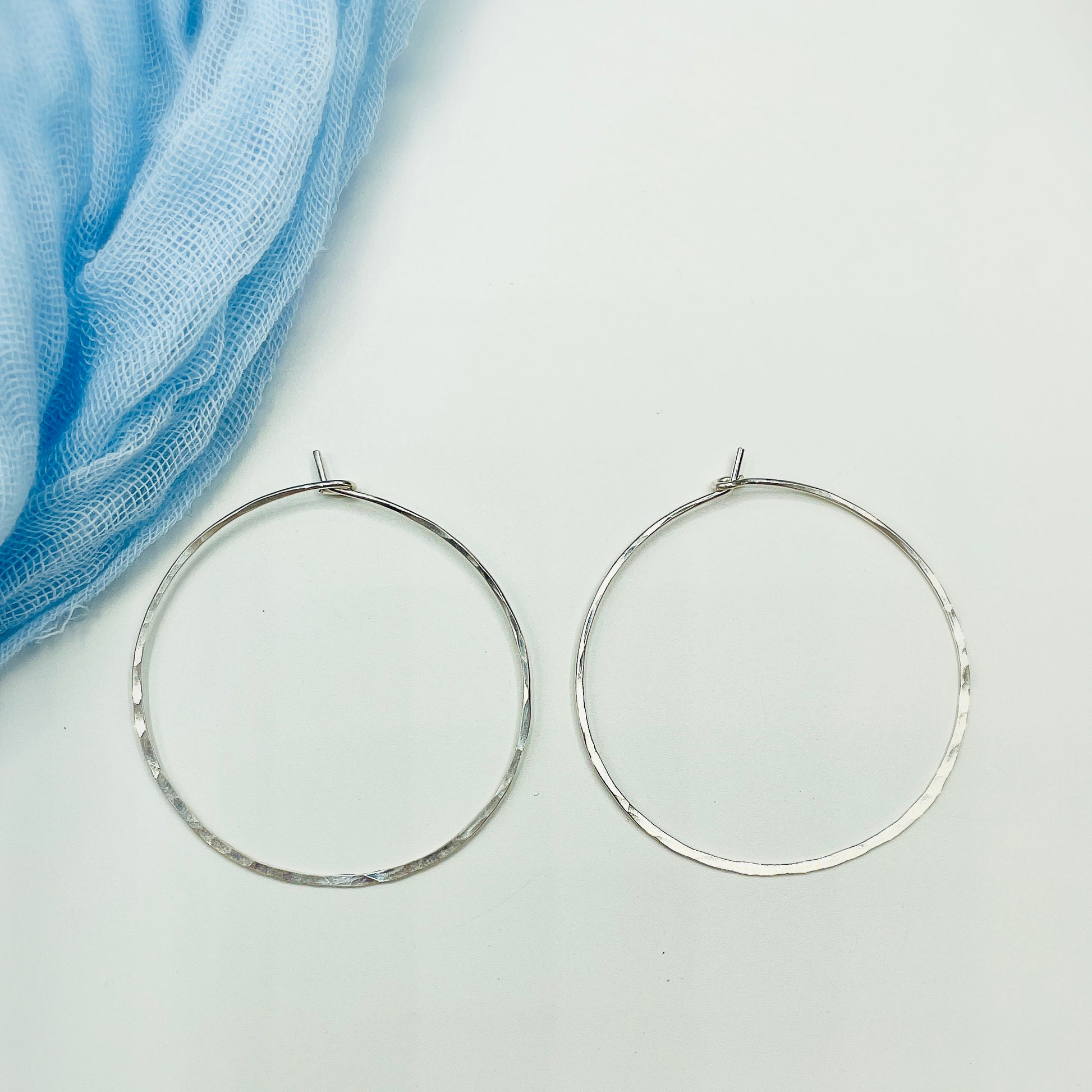 Classic 2" Hoop Earrings - Blue Sky Feathers