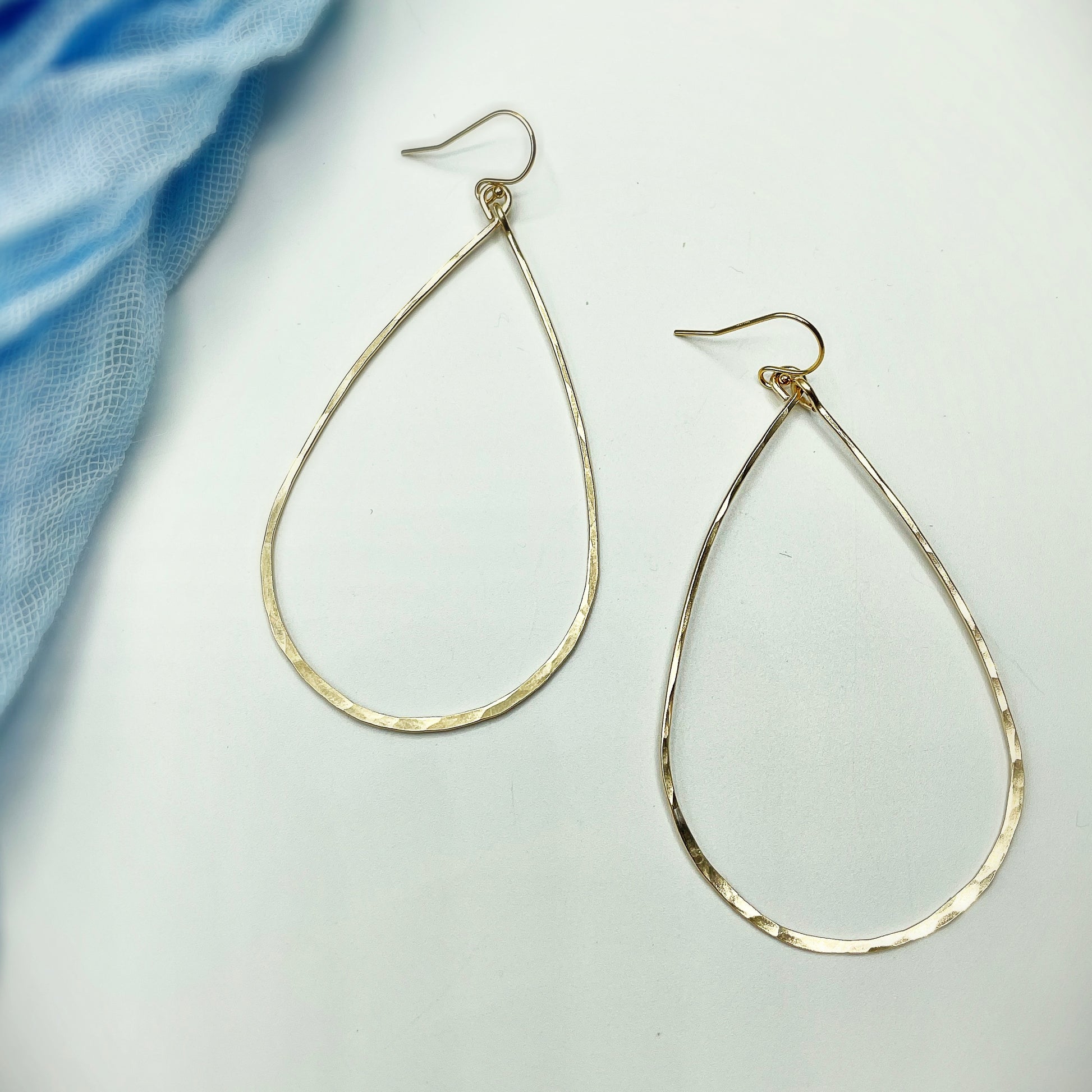 Raindrop Hoops - Blue Sky Feathers