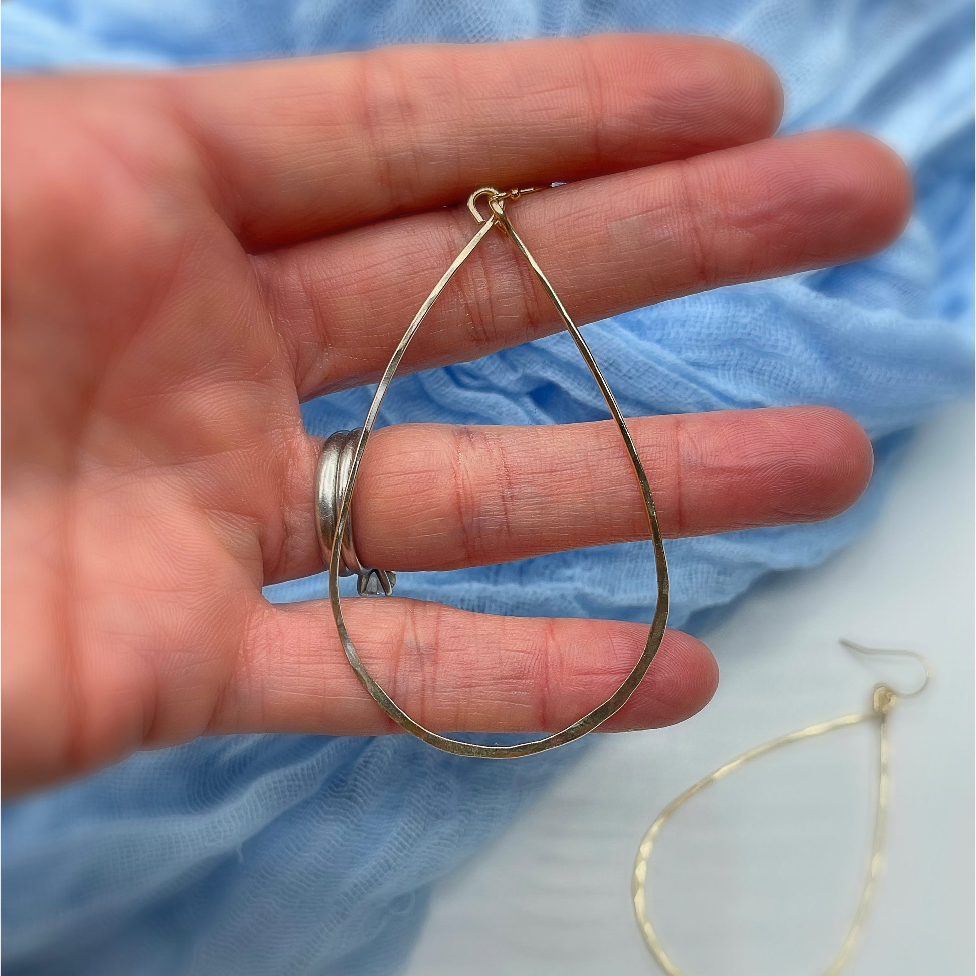 Raindrop Hoops - Blue Sky Feathers