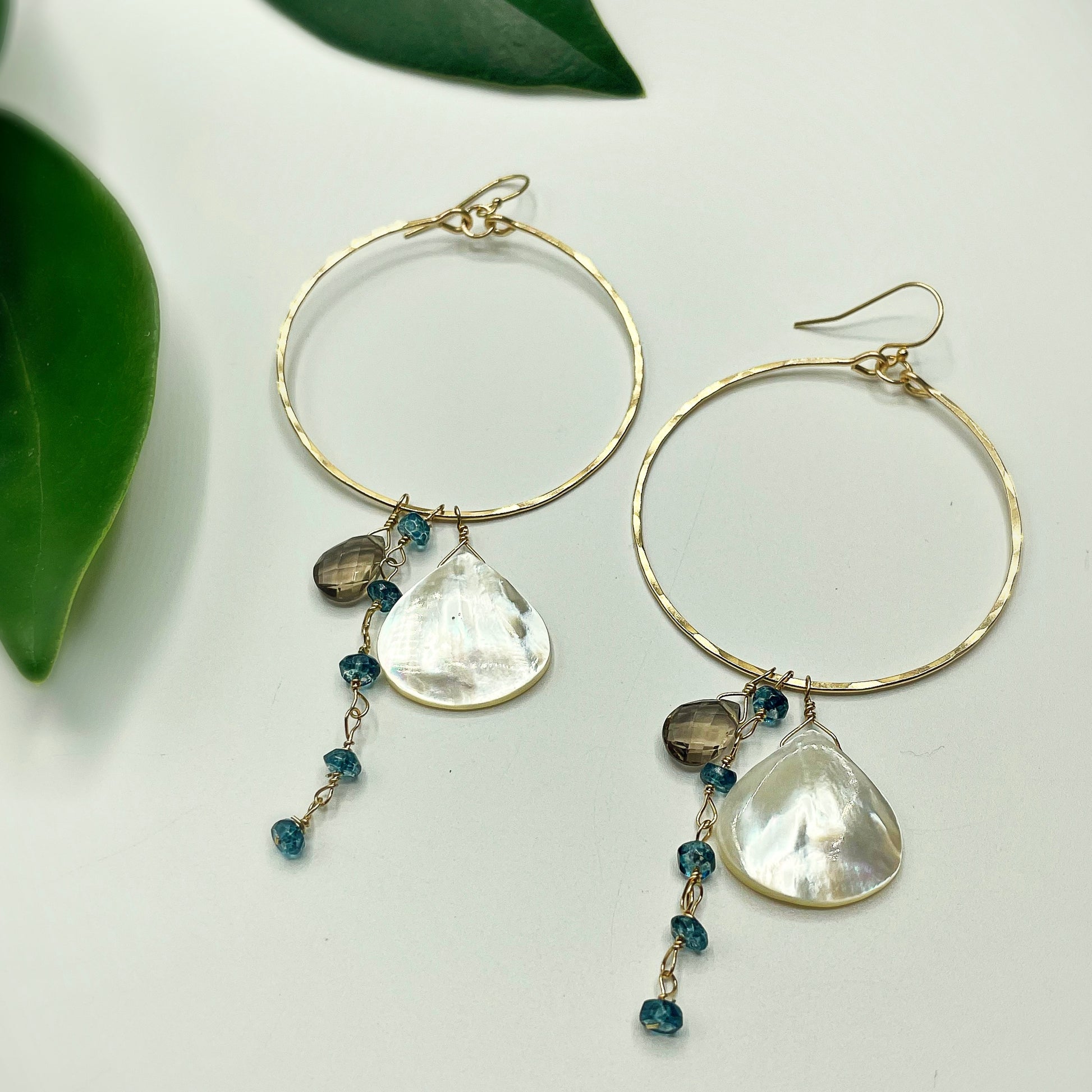 Fallen Leaf Beach Hoops - Blue Sky Feathers