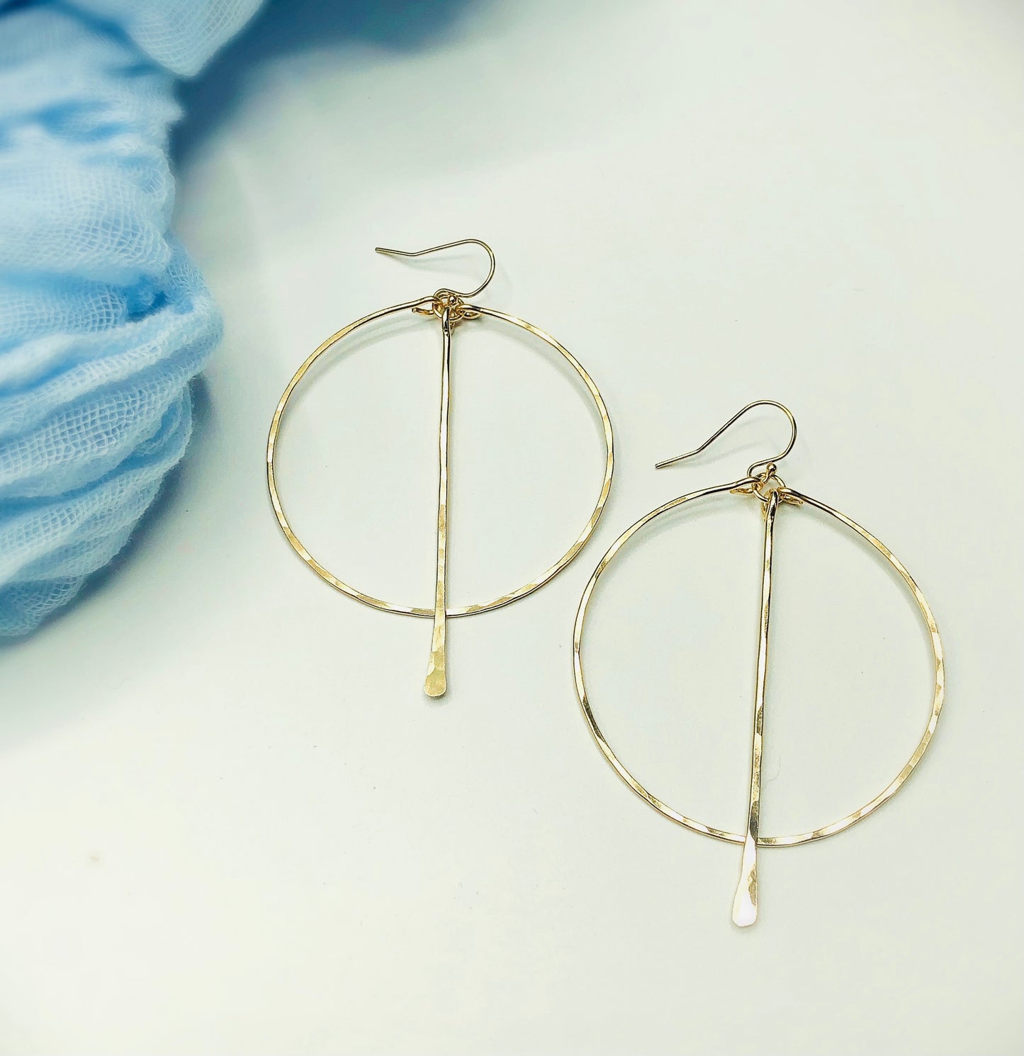 Cambria Hoops - Blue Sky Feathers