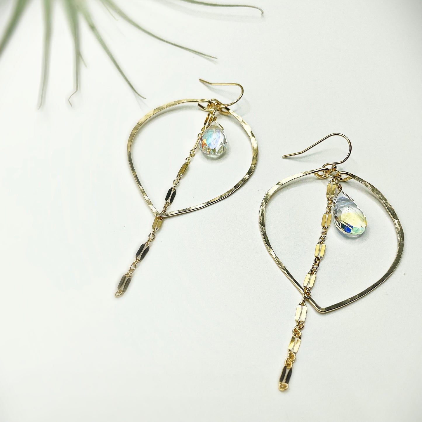 Sparkle Sunrise Leaf Hoops - Blue Sky Feathers