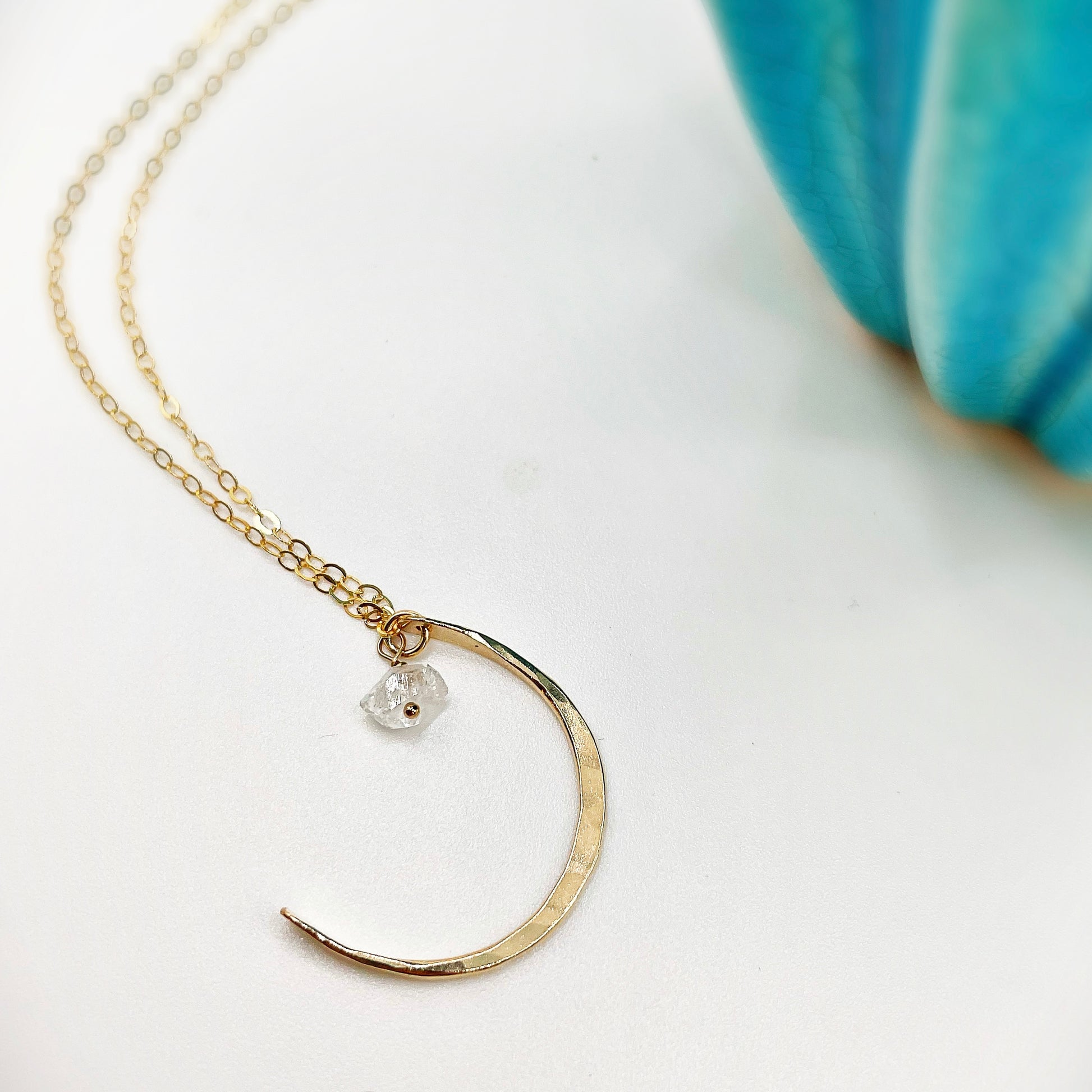 Salt Water Luna Dangle Necklace - Blue Sky Feathers