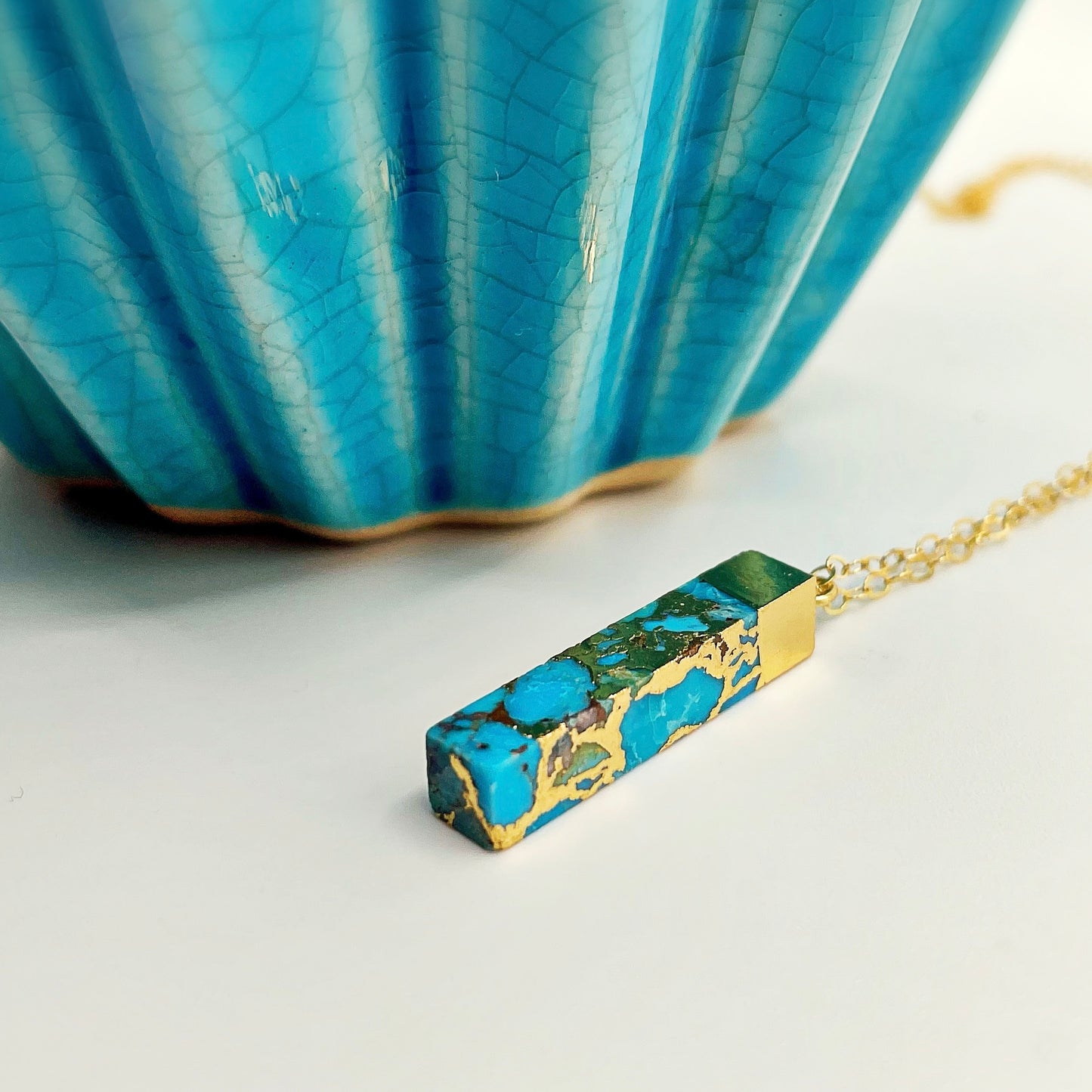 Turtle Bay Bar Necklace - Blue Sky Feathers