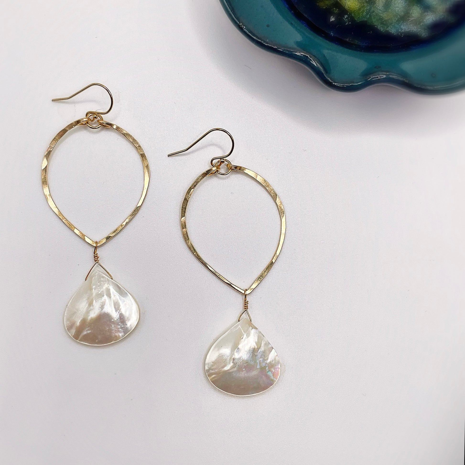 Mermaid Leaf Hoops - Blue Sky Feathers
