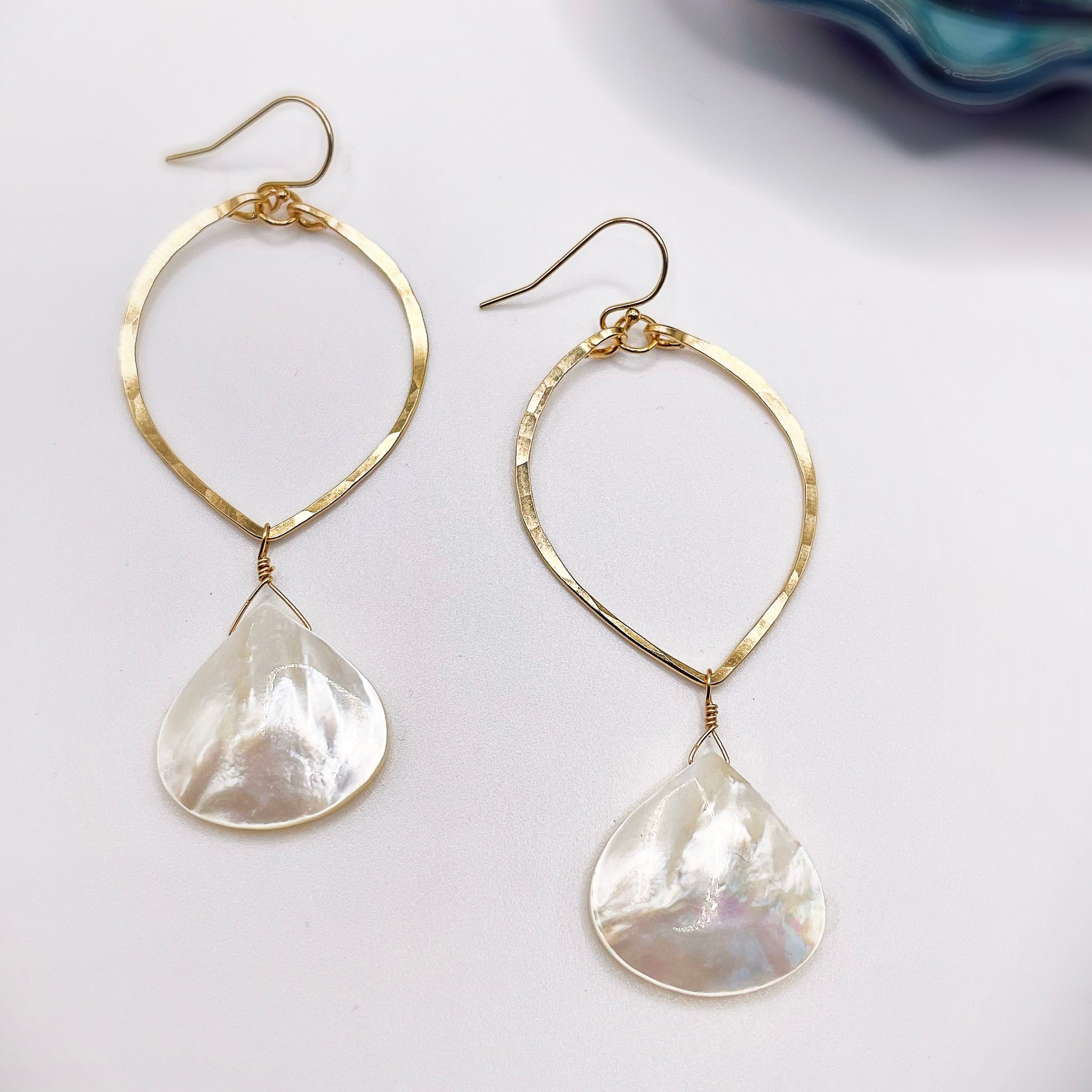 Mermaid Leaf Hoops - Blue Sky Feathers
