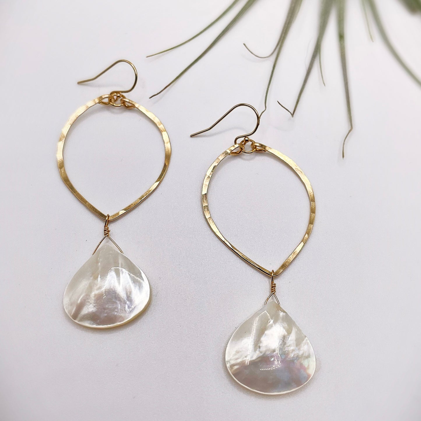 Mermaid Leaf Hoops - Blue Sky Feathers