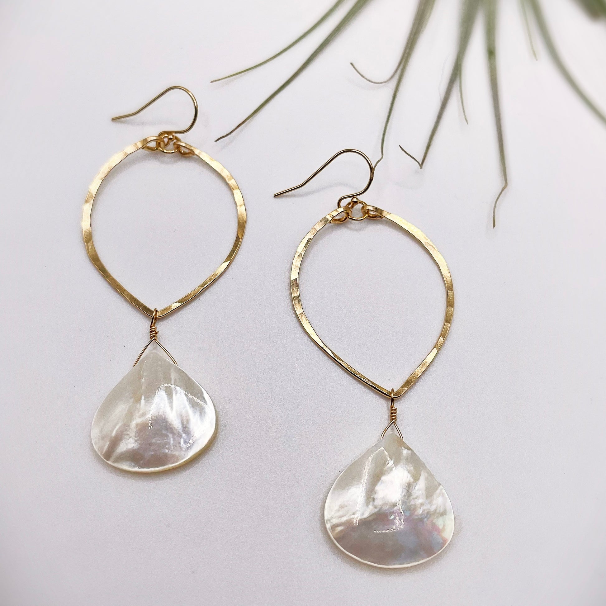 Mermaid Leaf Hoops - Blue Sky Feathers