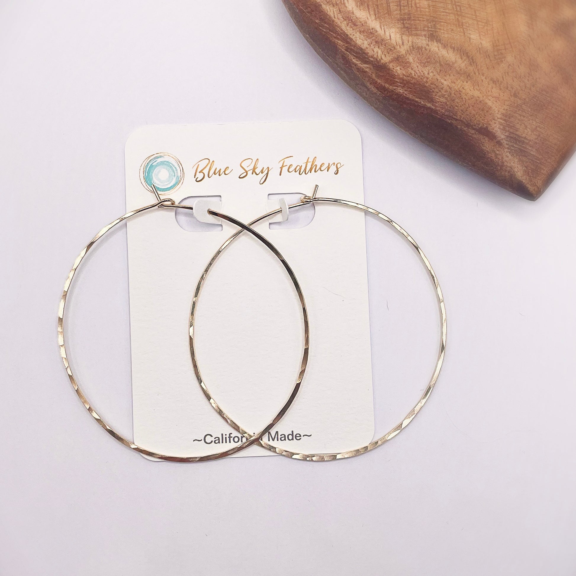 Classic Large Hoop Earrings - Blue Sky Feathers