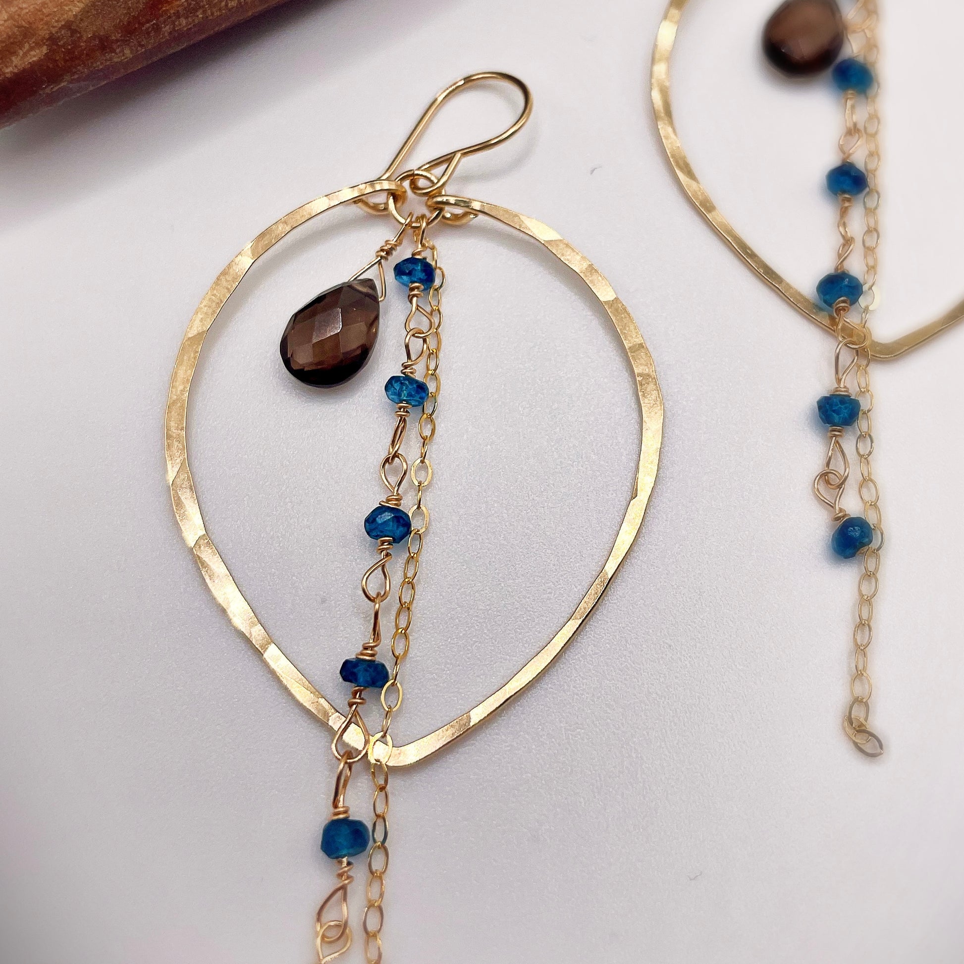 Fallen Leaf Chain Hoops - Blue Sky Feathers